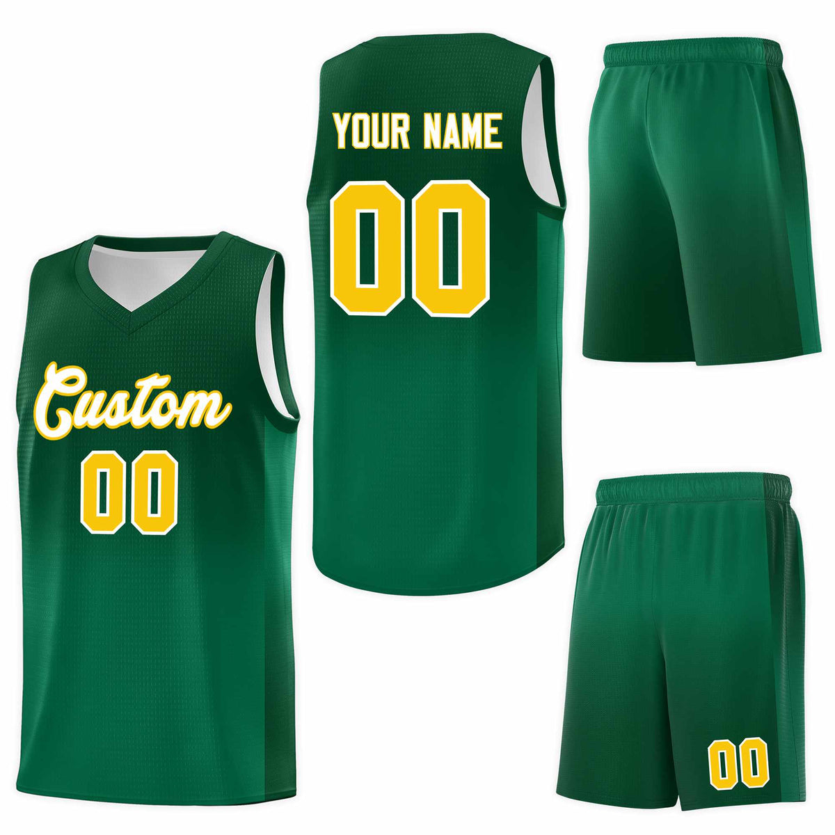 Custom Green Kelly Green Gradient Fashion Sets Sports Uniform Basketball Jersey