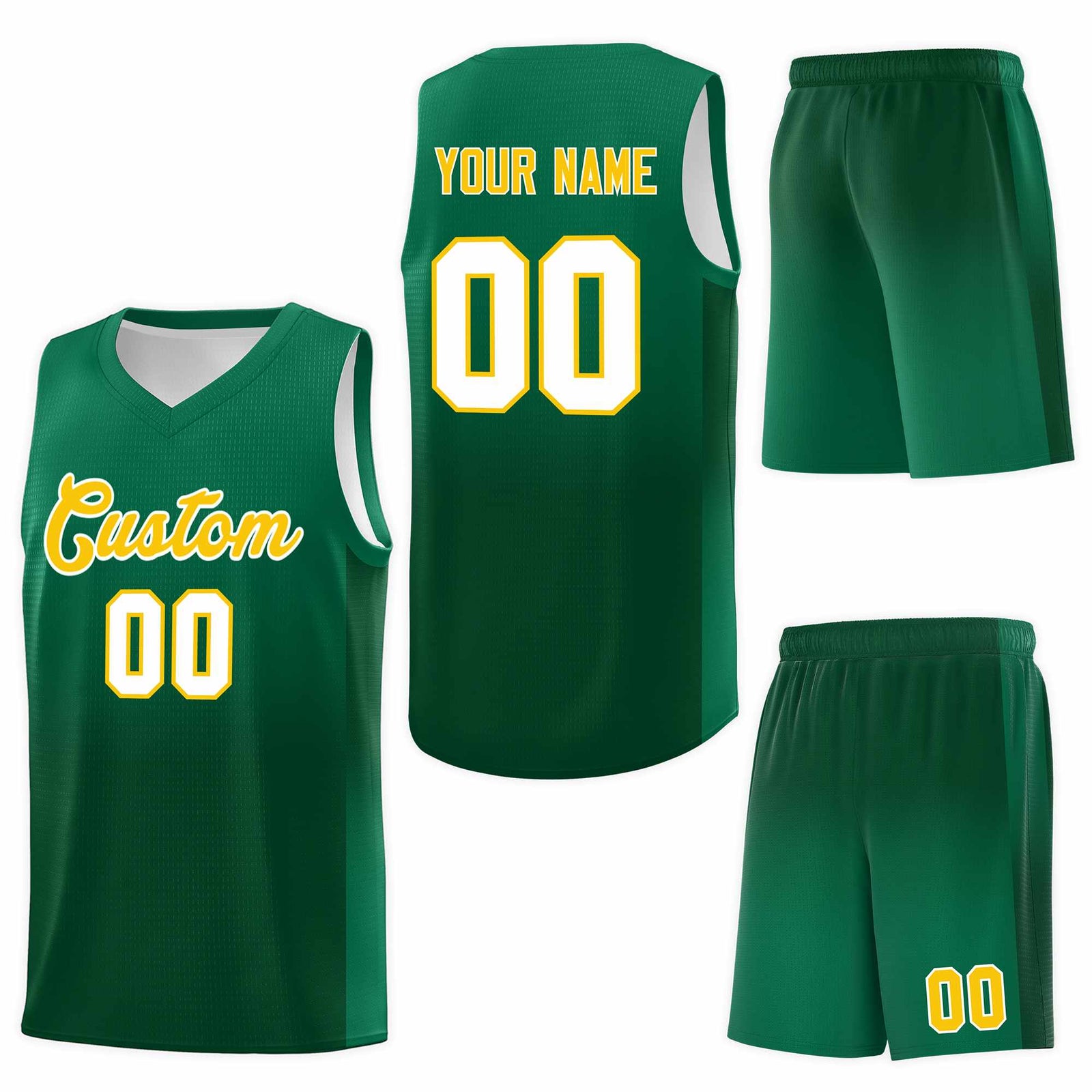Custom Kelly Green Green Gradient Fashion Sets Sports Uniform Basketball Jersey