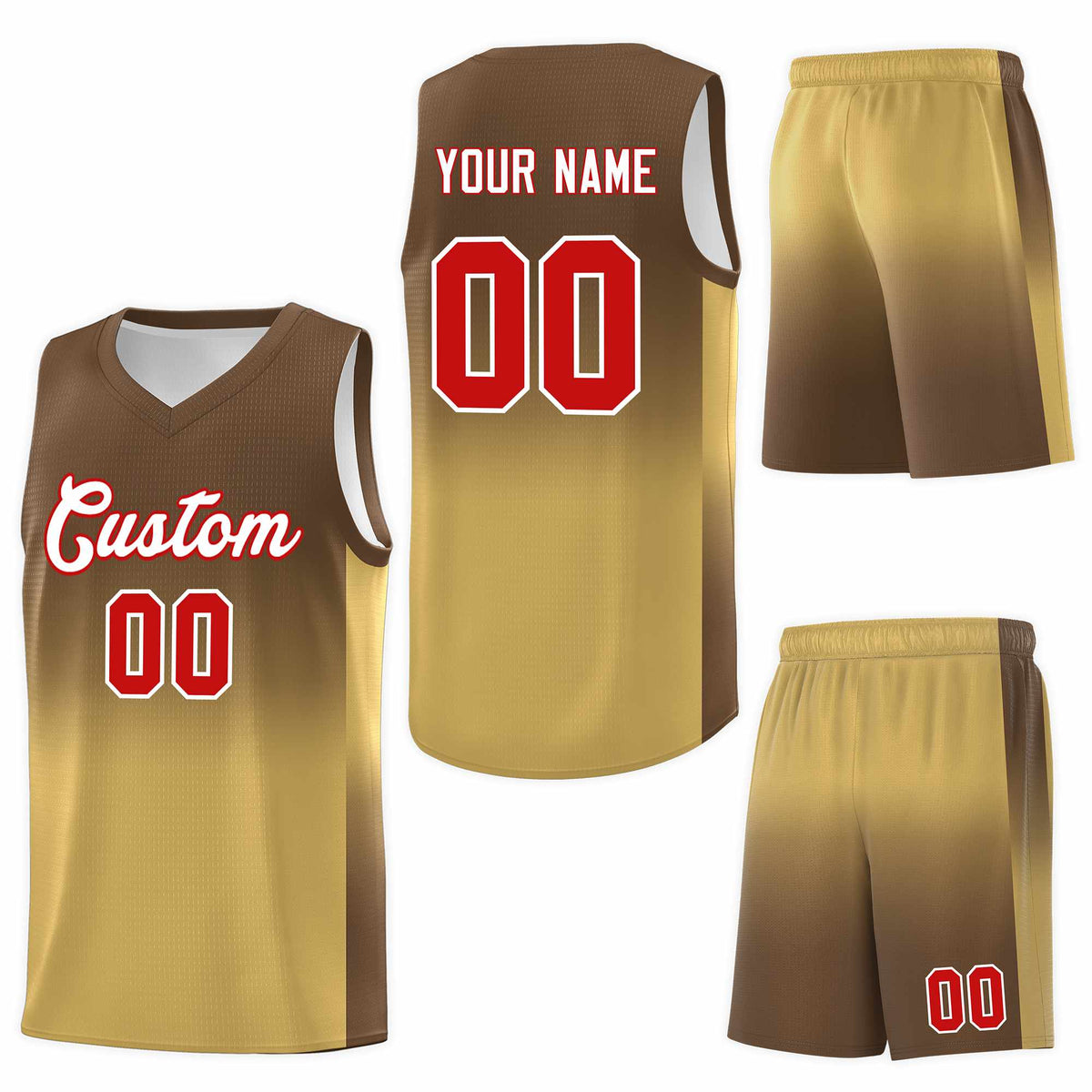 Custom Light Brown Old Gold Gradient Fashion Sets Sports Uniform Basketball Jersey