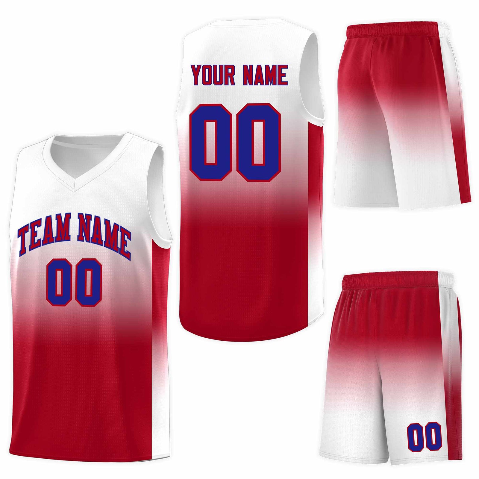 Custom White Red Gradient Fashion Sets Sports Uniform Basketball Jersey