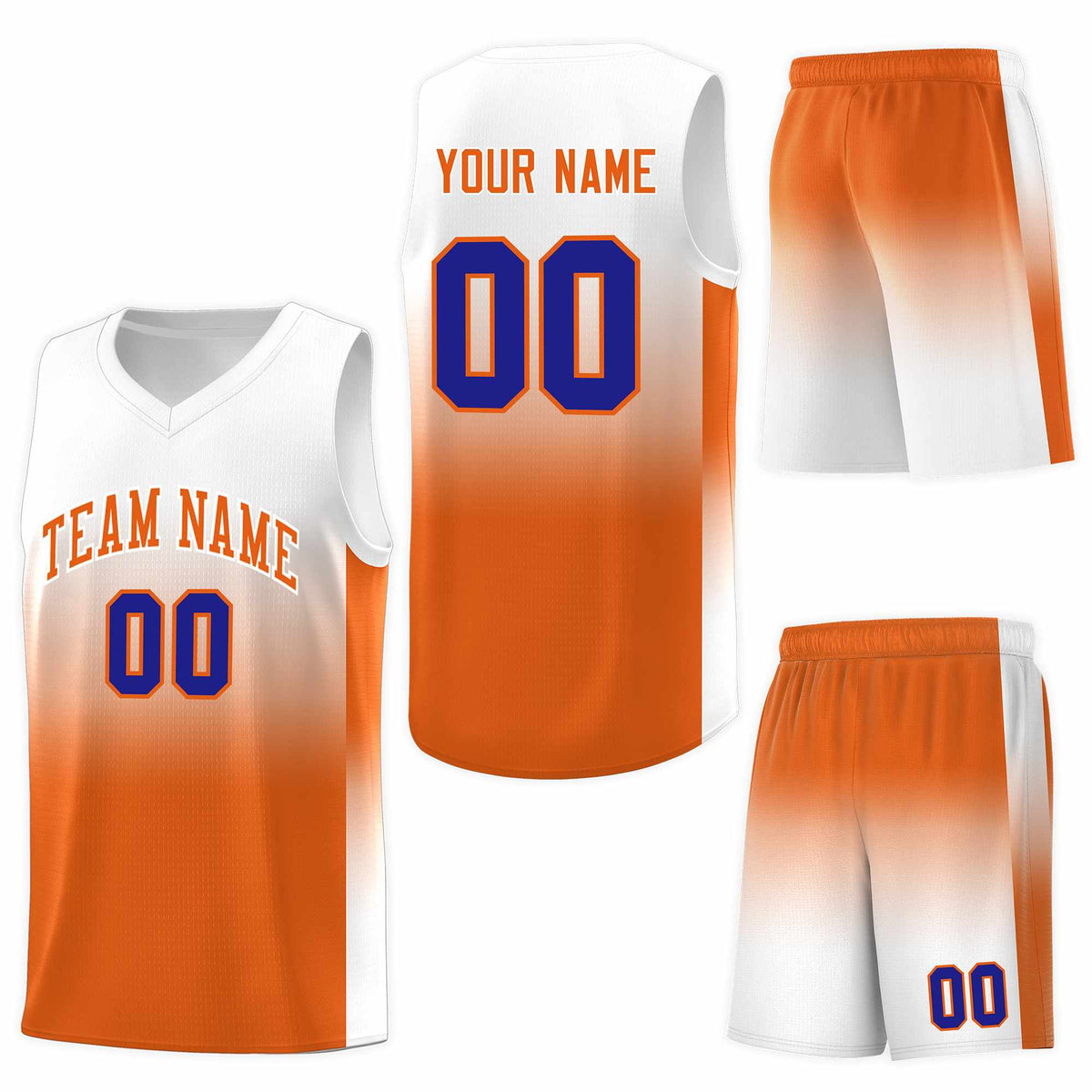 Custom White Orange Gradient Fashion Sets Sports Uniform Basketball Jersey