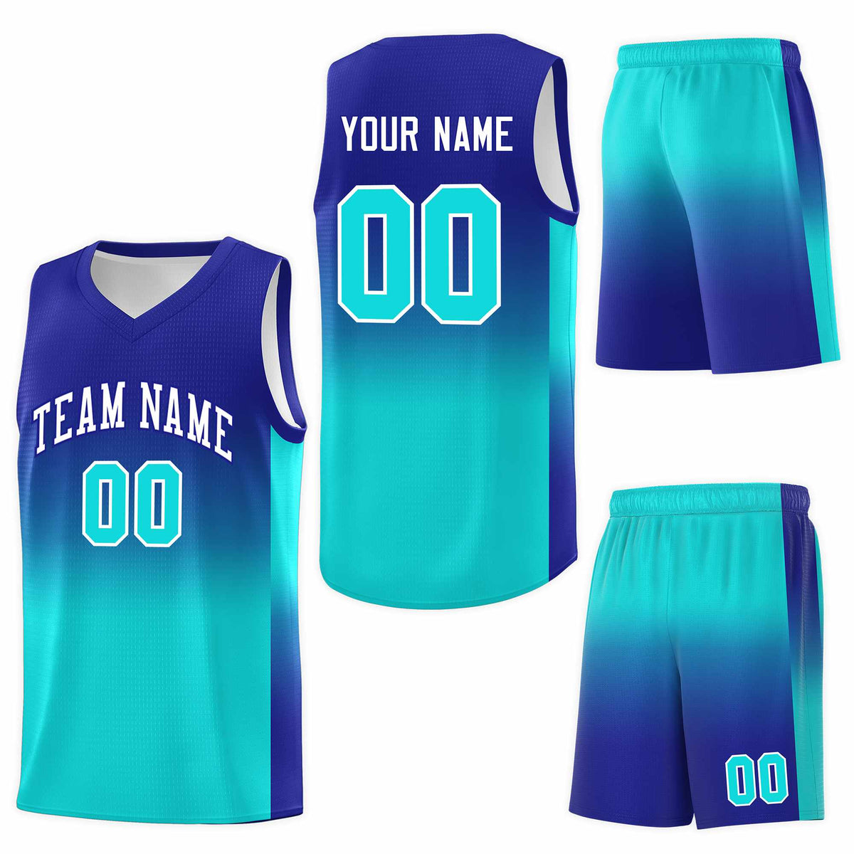 Custom Royal Bright Green Gradient Fashion Sets Sports Uniform Basketball Jersey