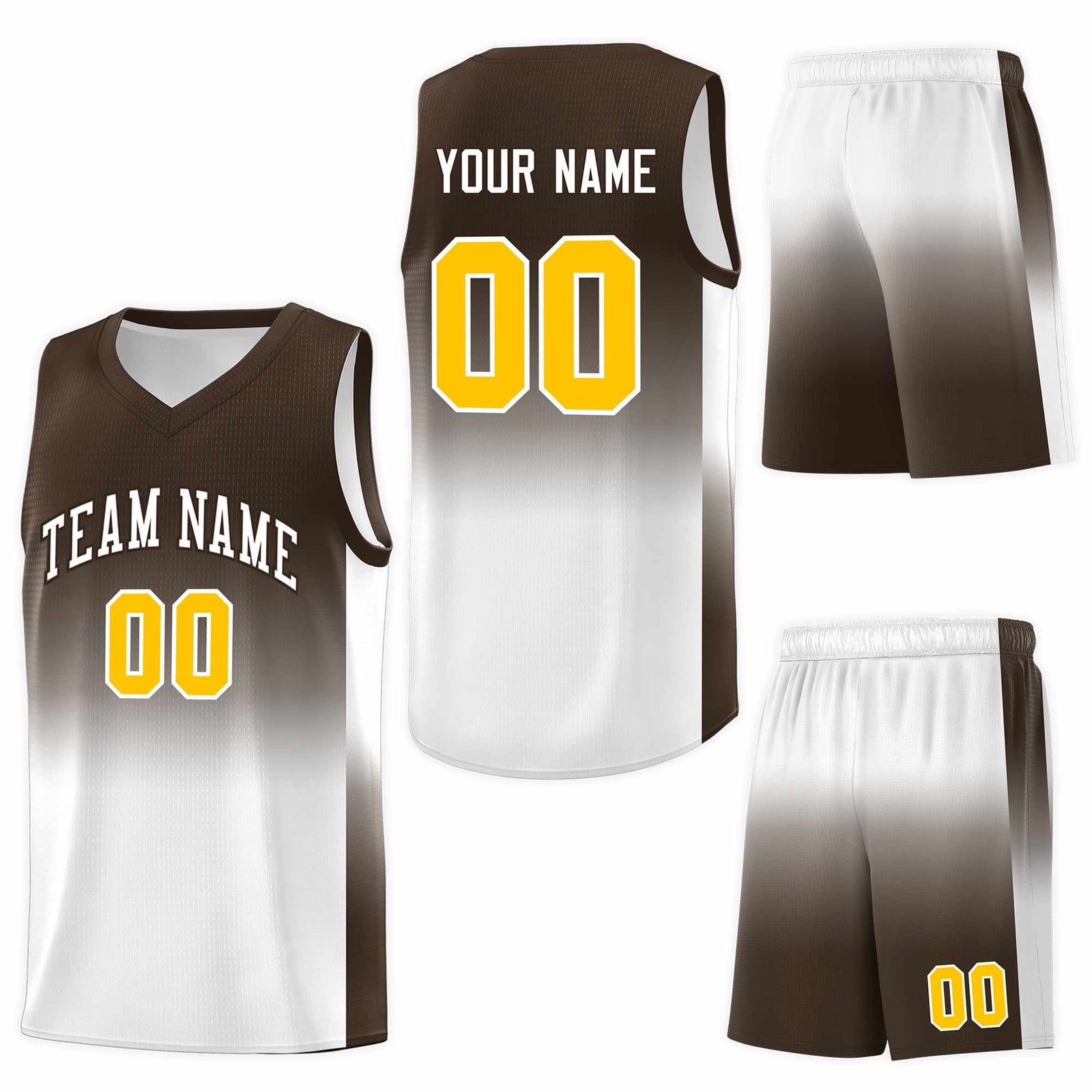 Custom Brown White Gradient Fashion Sets Sports Uniform Basketball Jersey