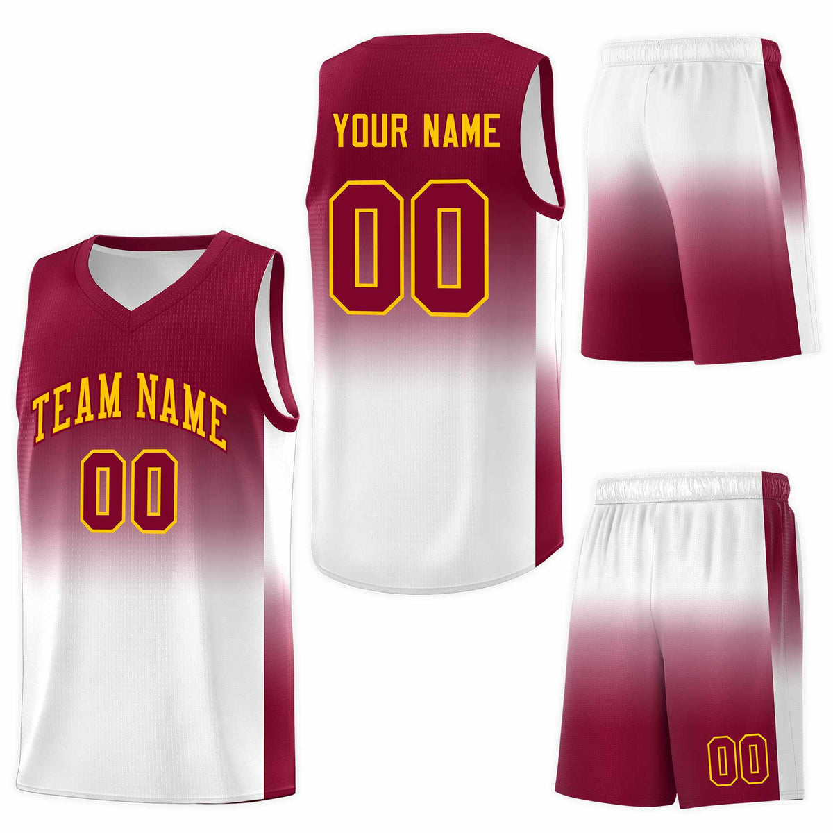 Custom Crimson White Gradient Fashion Sets Sports Uniform Basketball Jersey