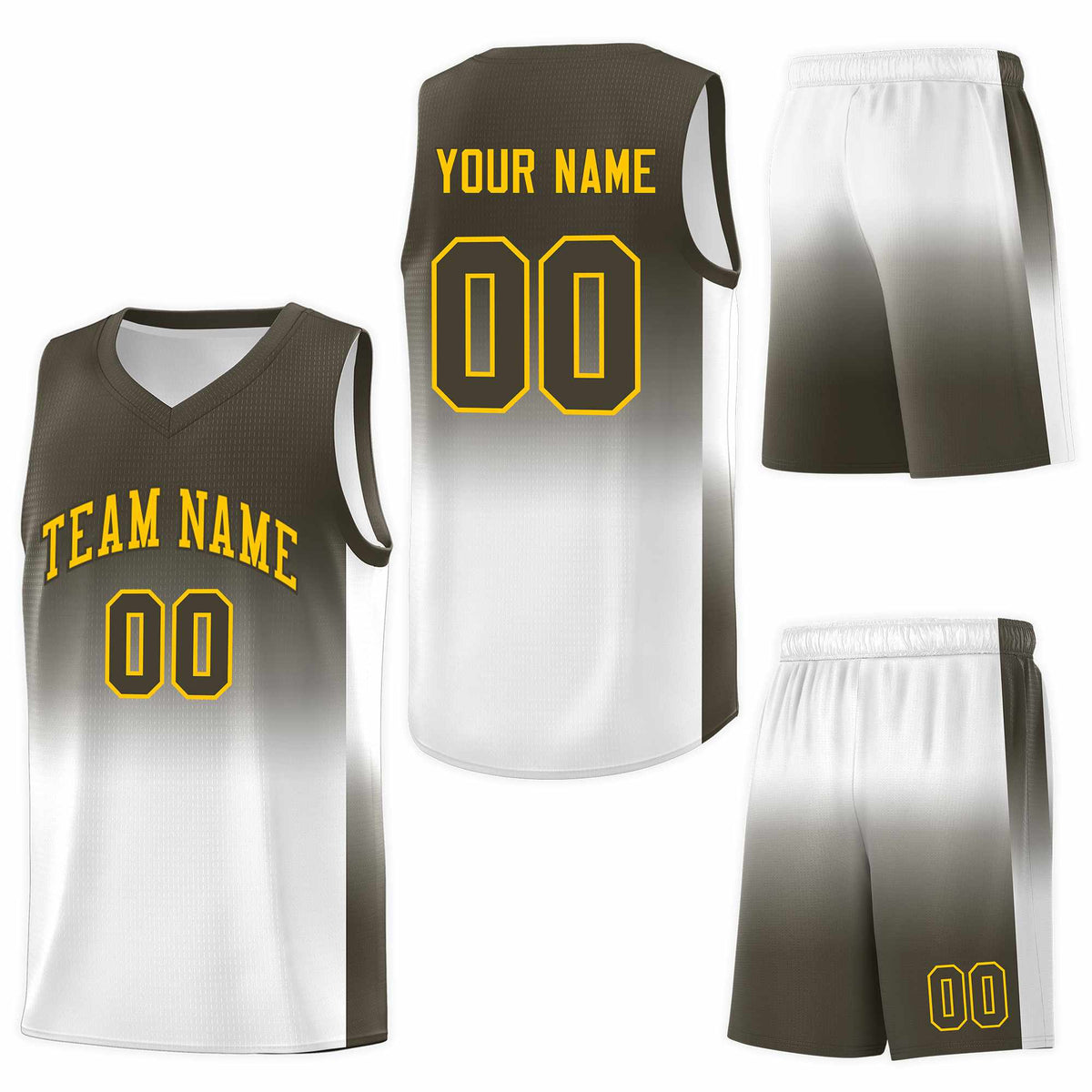 Custom Olive White Gradient Fashion Sets Sports Uniform Basketball Jersey