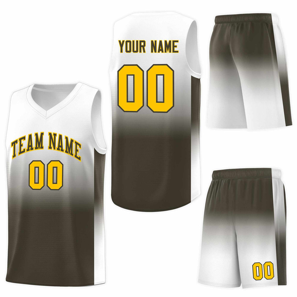 Custom White Olive Gradient Fashion Sets Sports Uniform Basketball Jersey