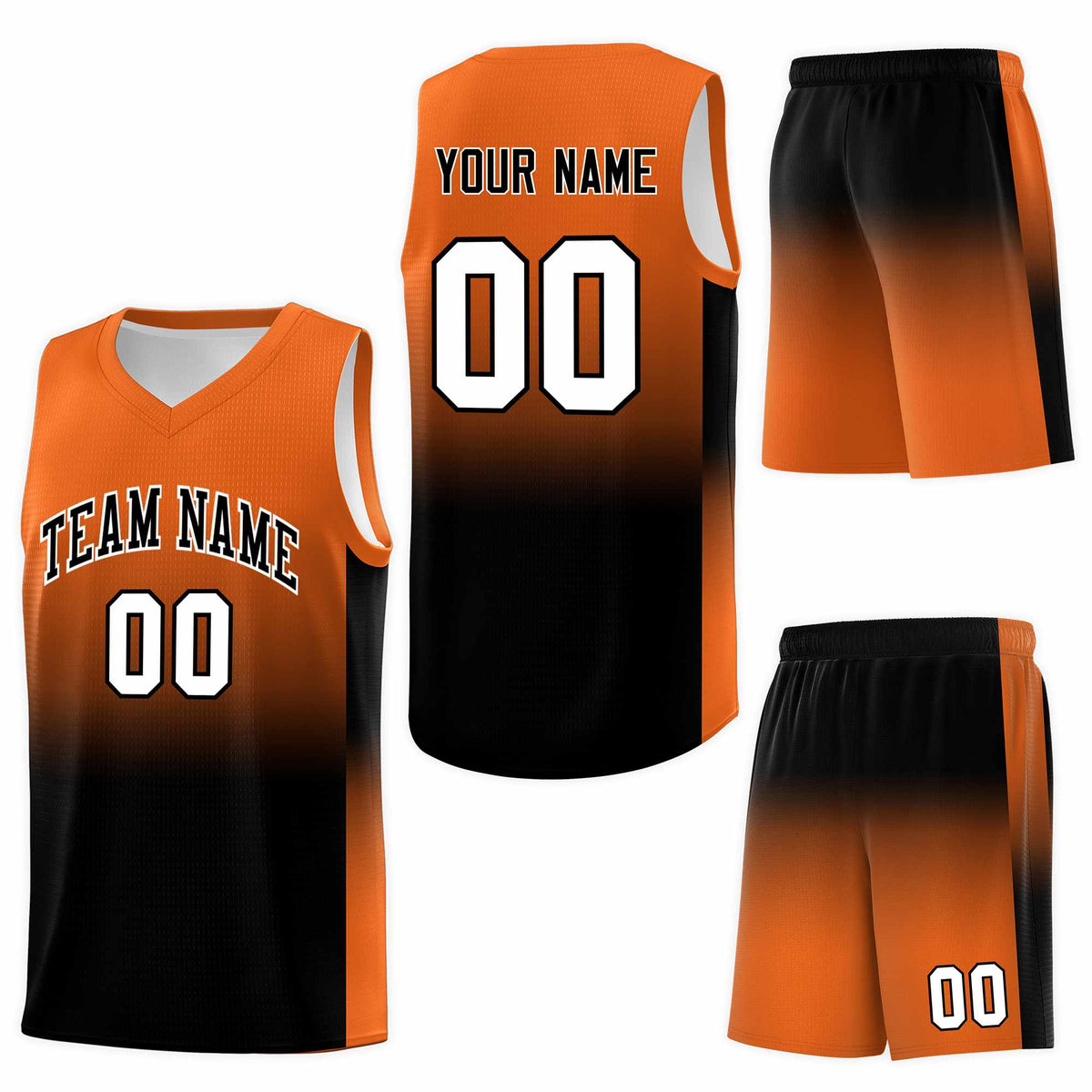 Custom Orange Black Gradient Fashion Sets Sports Uniform Basketball Jersey