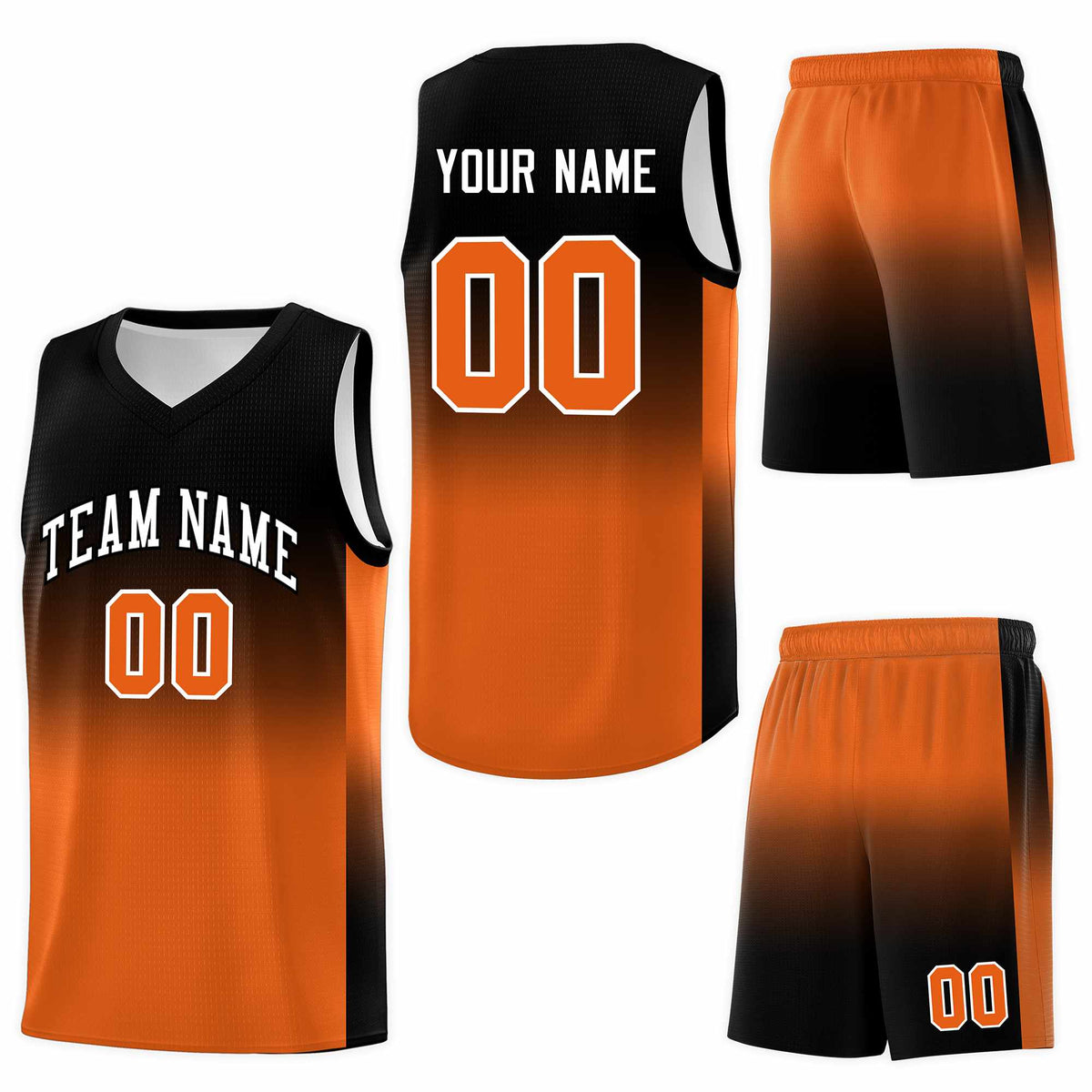 Custom Black Orange Gradient Fashion Sets Sports Uniform Basketball Jersey