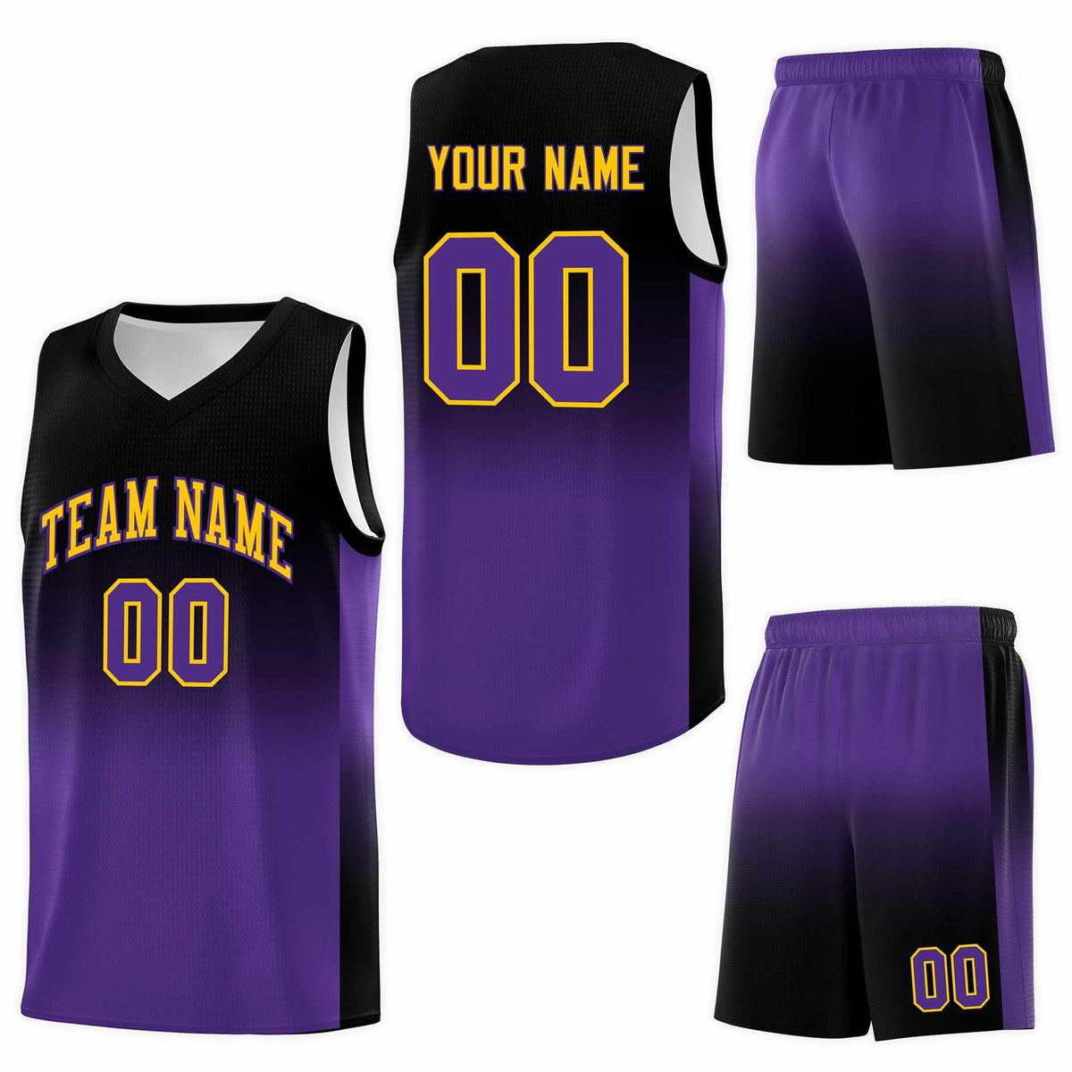 Custom Black Purple Gradient Fashion Sets Sports Uniform Basketball Jersey