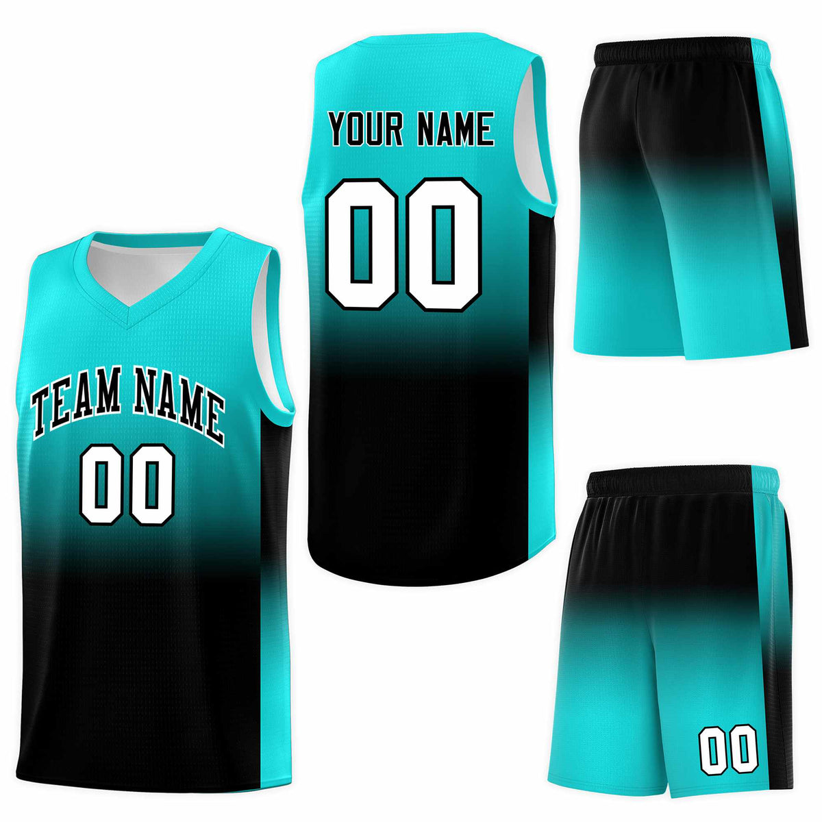 Custom Bright Green Black Gradient Fashion Sets Sports Uniform Basketball Jersey