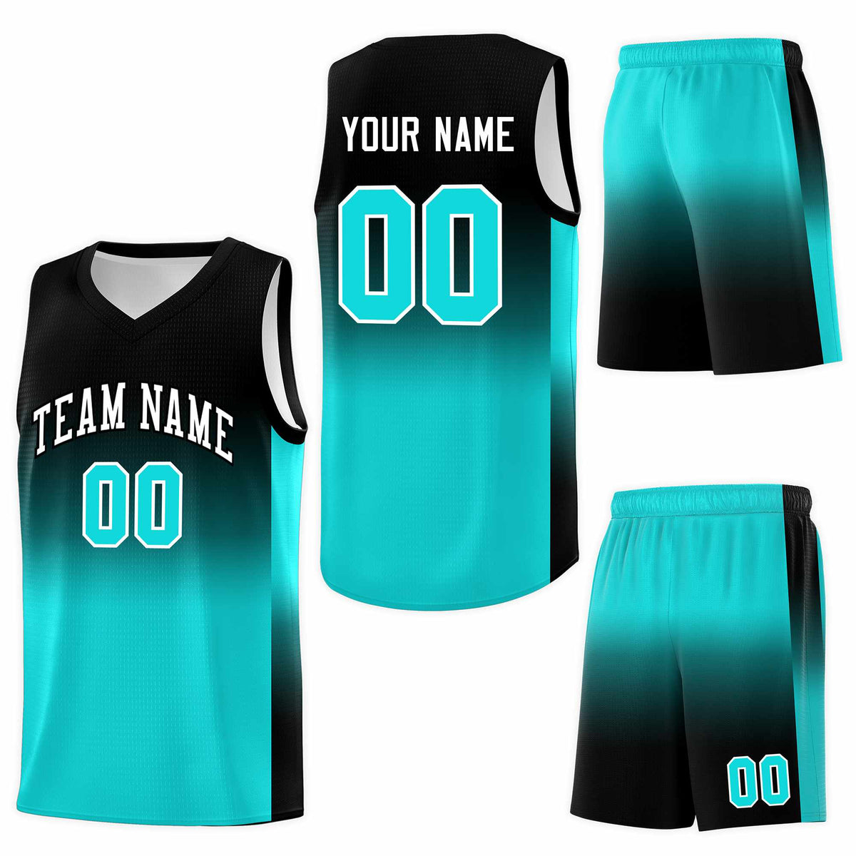 Custom Black Bright Green Gradient Fashion Sets Sports Uniform Basketball Jersey