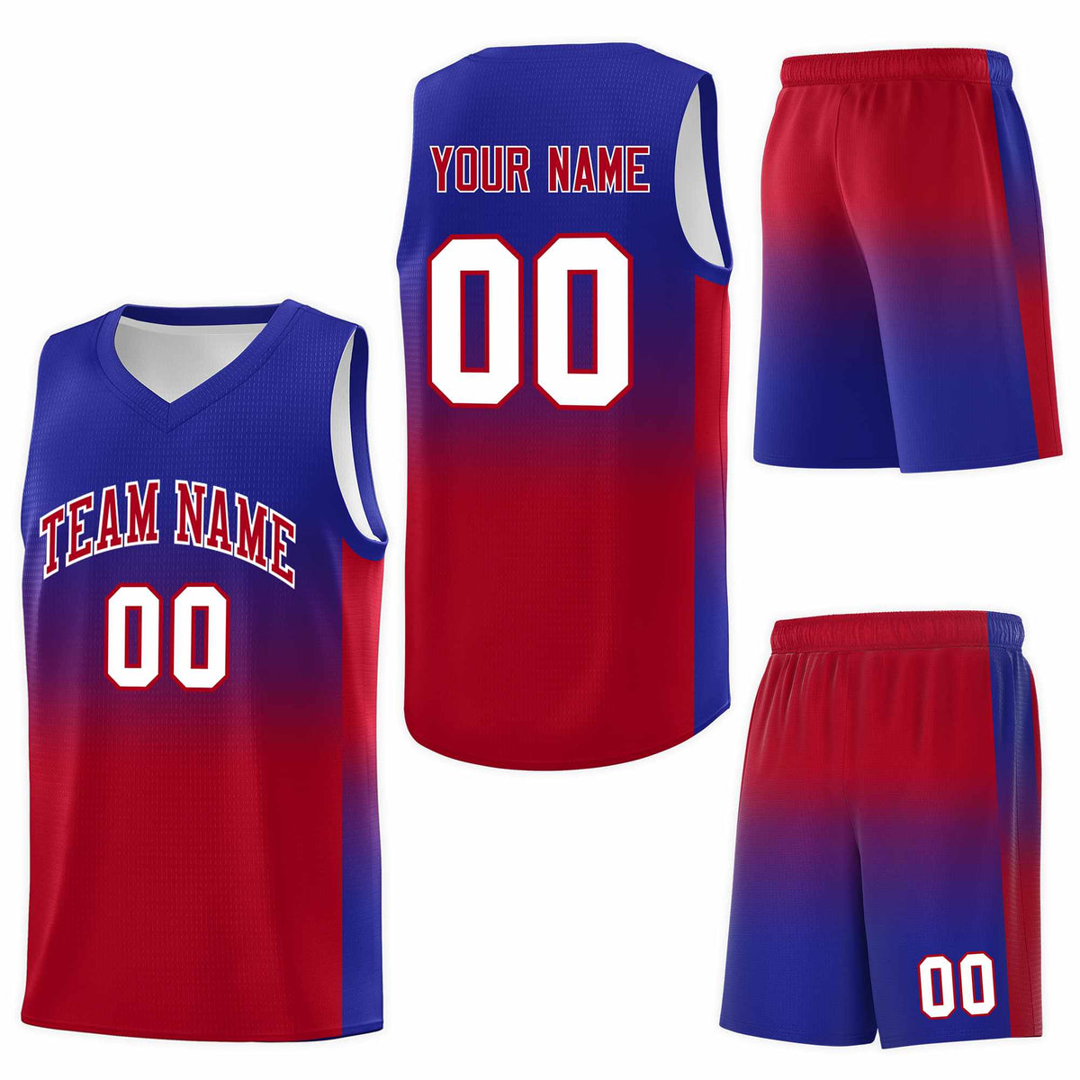 Custom Royal Red Gradient Fashion Sets Sports Uniform Basketball Jersey