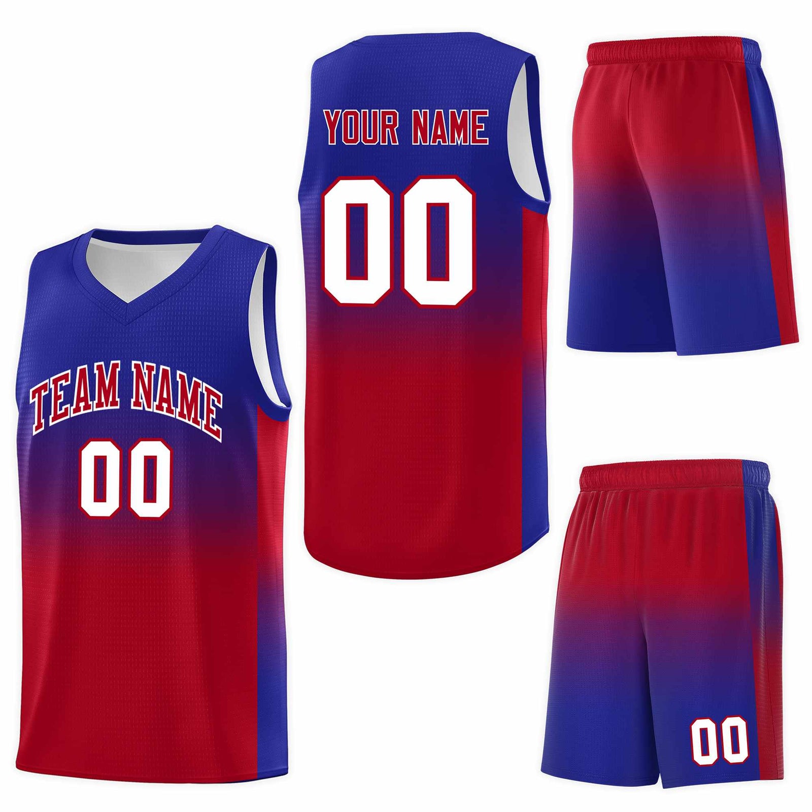 Custom Royal Red Gradient Fashion Sets Sports Uniform Basketball Jersey