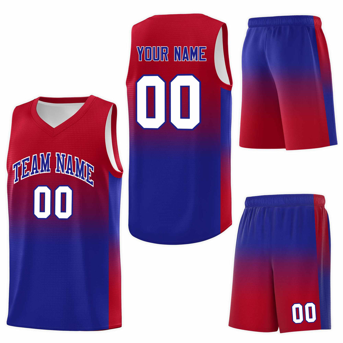 Custom Red Royal Gradient Fashion Sets Sports Uniform Basketball Jersey