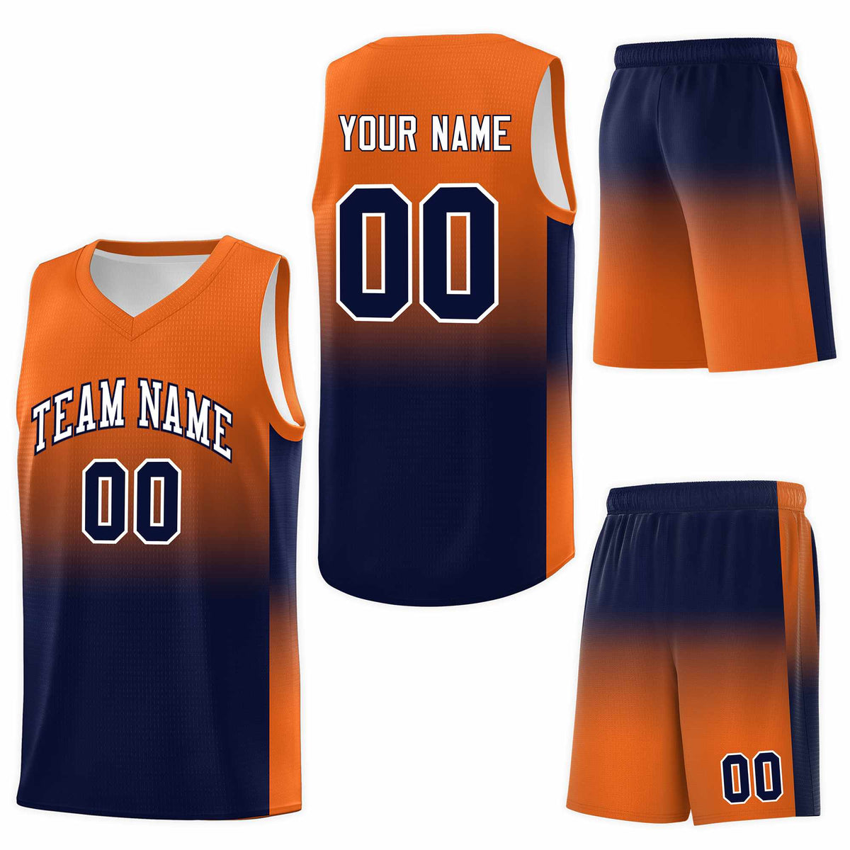 Custom Orange Navy Gradient Fashion Sets Sports Uniform Basketball Jersey