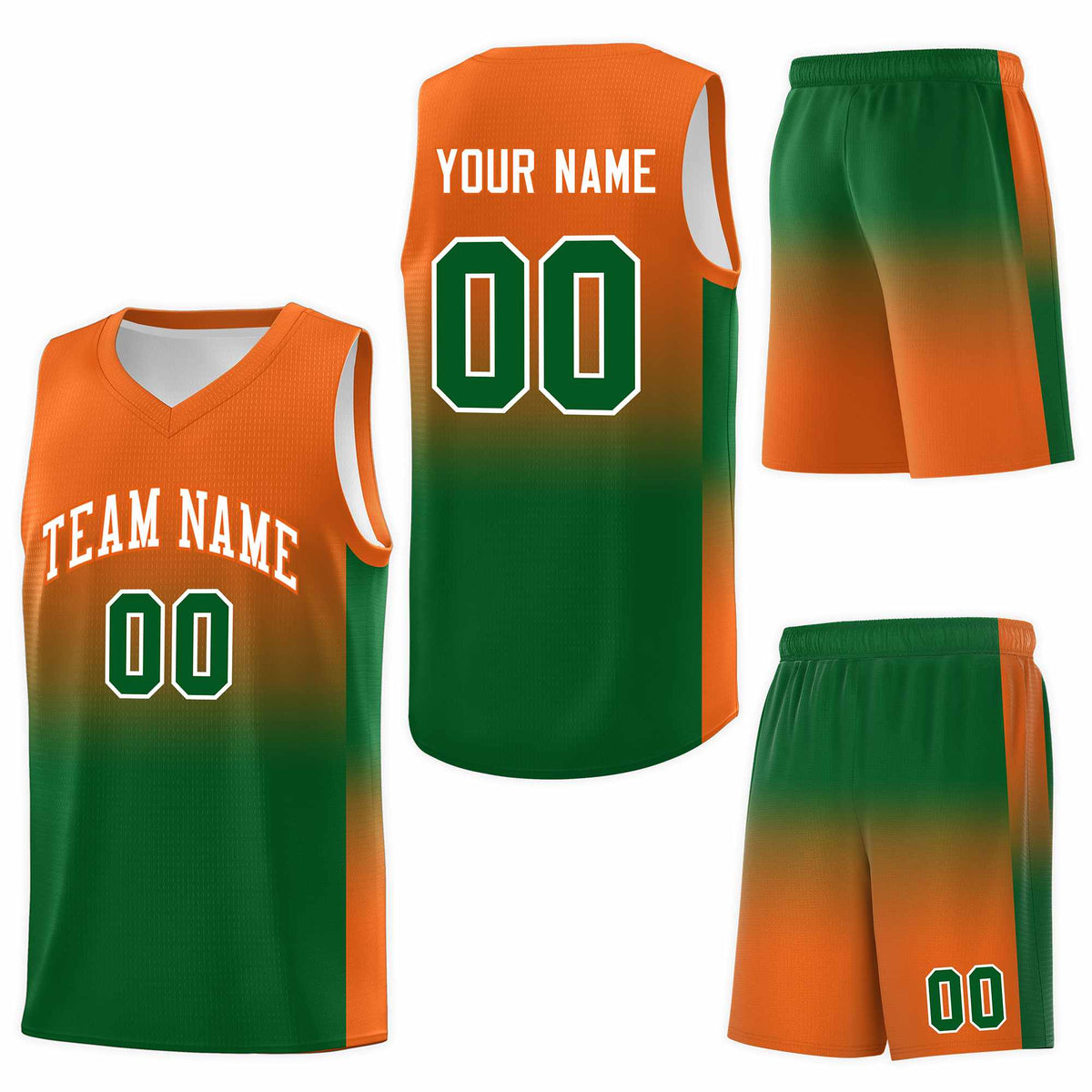 Custom Orange Kelly Green Gradient Fashion Sets Sports Uniform Basketball Jersey