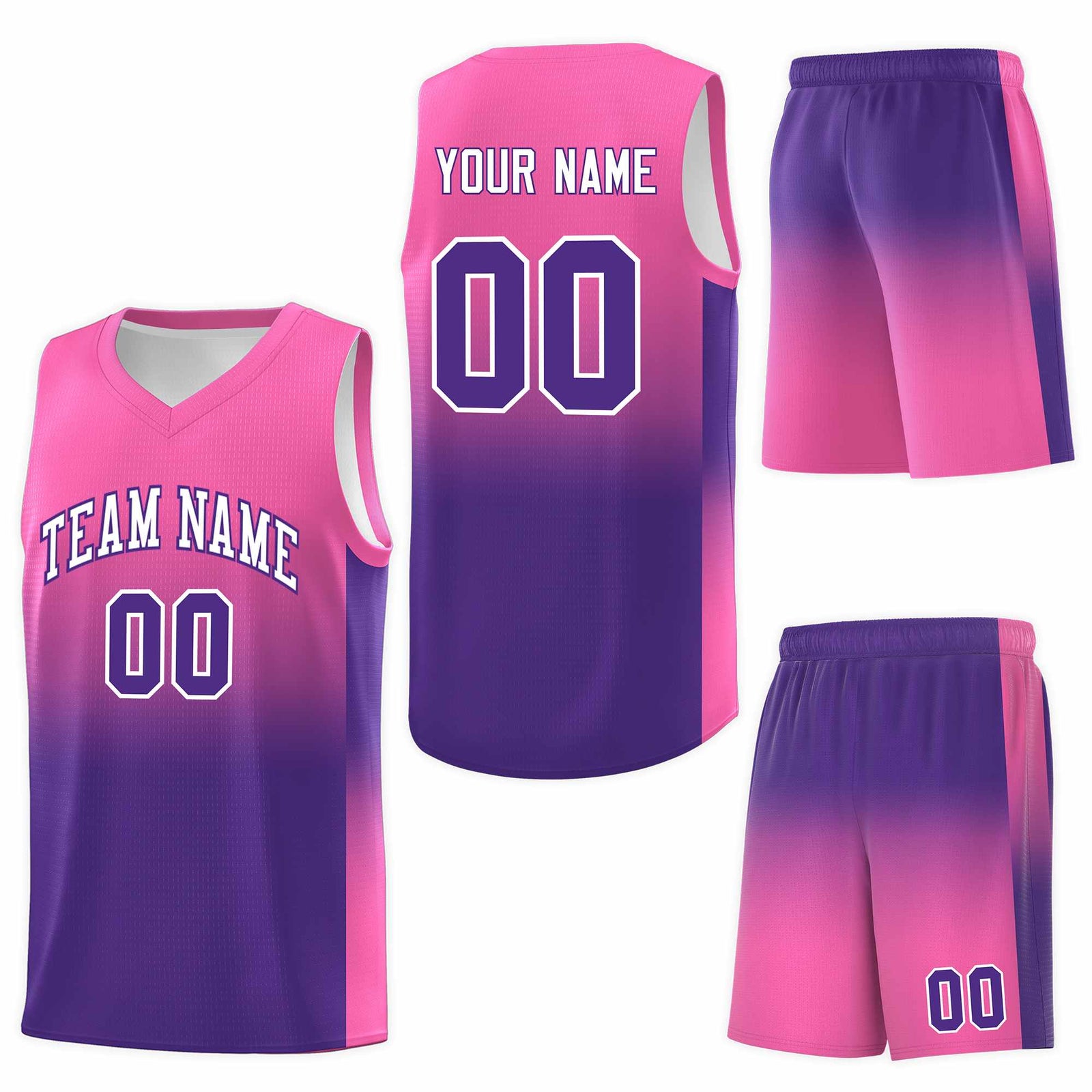 Custom Pink Purple Gradient Fashion Sets Sports Uniform Basketball Jersey