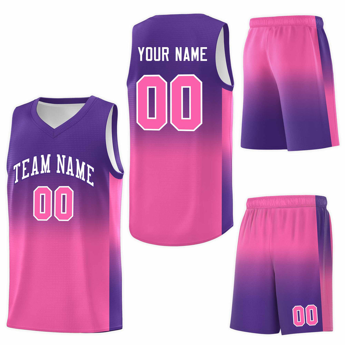Custom Purple Pink Gradient Fashion Sets Sports Uniform Basketball Jersey