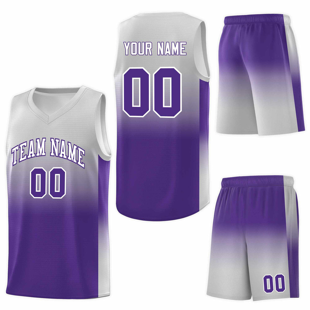 Custom Gray Purple Gradient Fashion Sets Sports Uniform Basketball Jersey