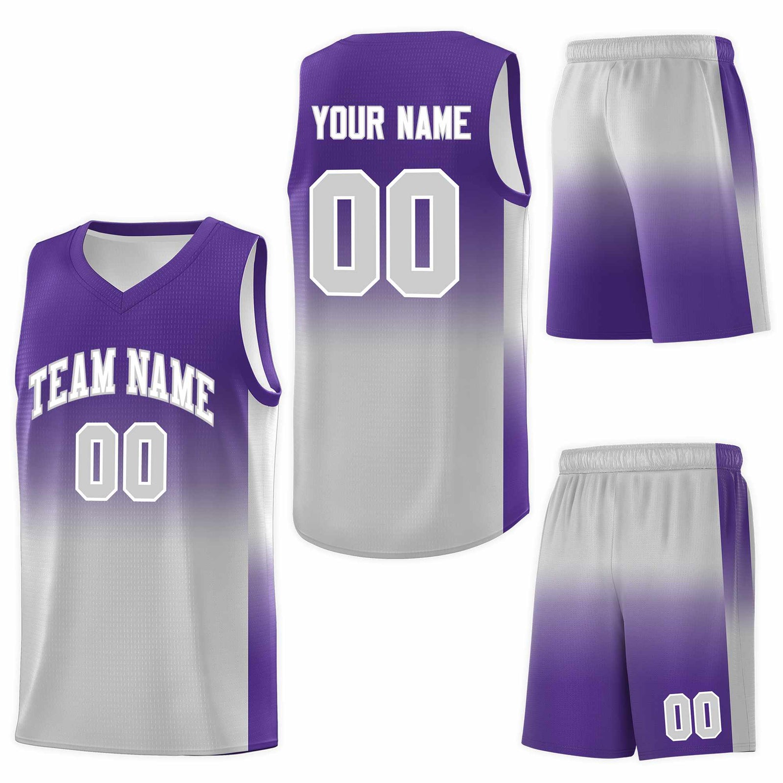 Custom Purple Gray Gradient Fashion Sets Sports Uniform Basketball Jersey