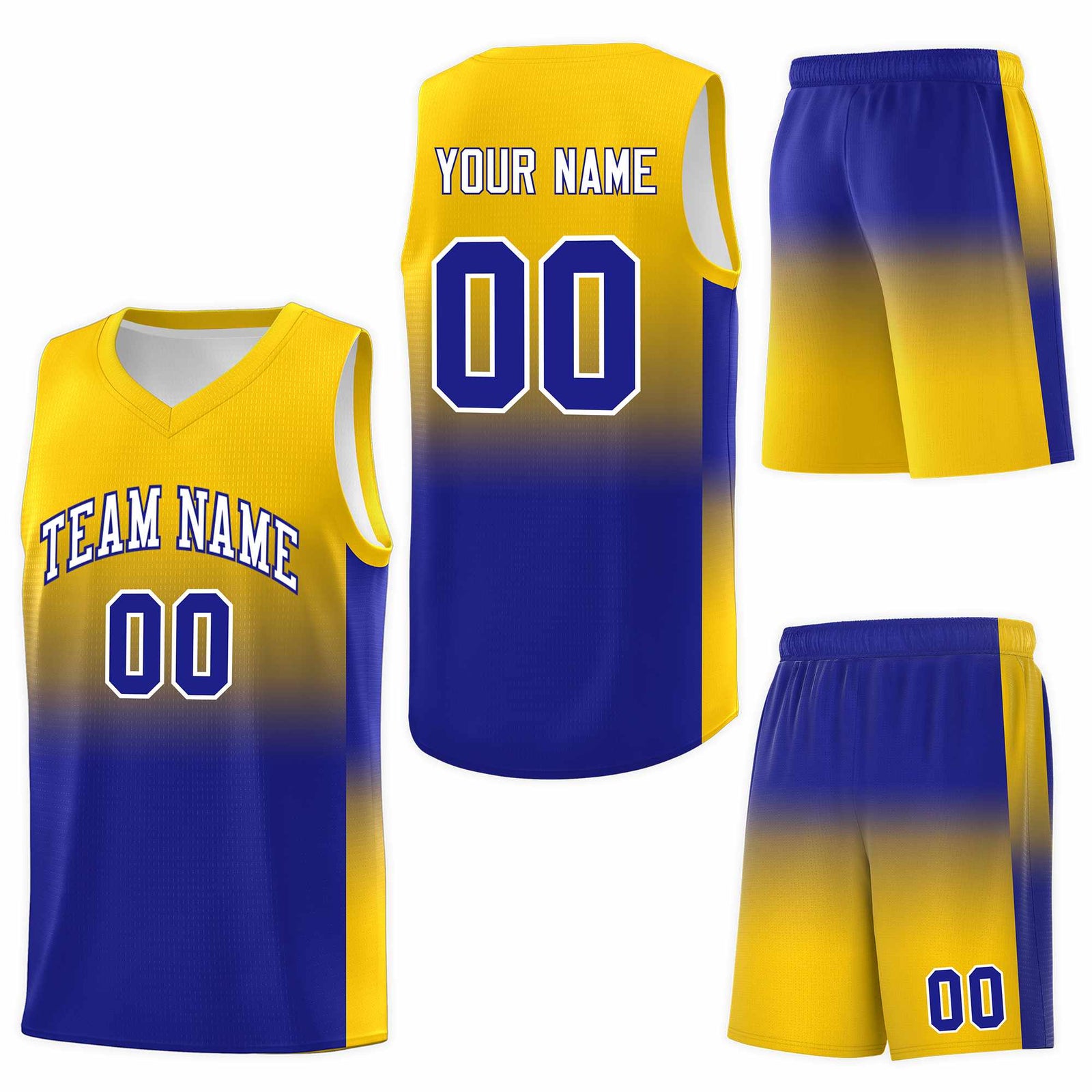 Custom Gold Royal Gradient Fashion Sets Sports Uniform Basketball Jersey