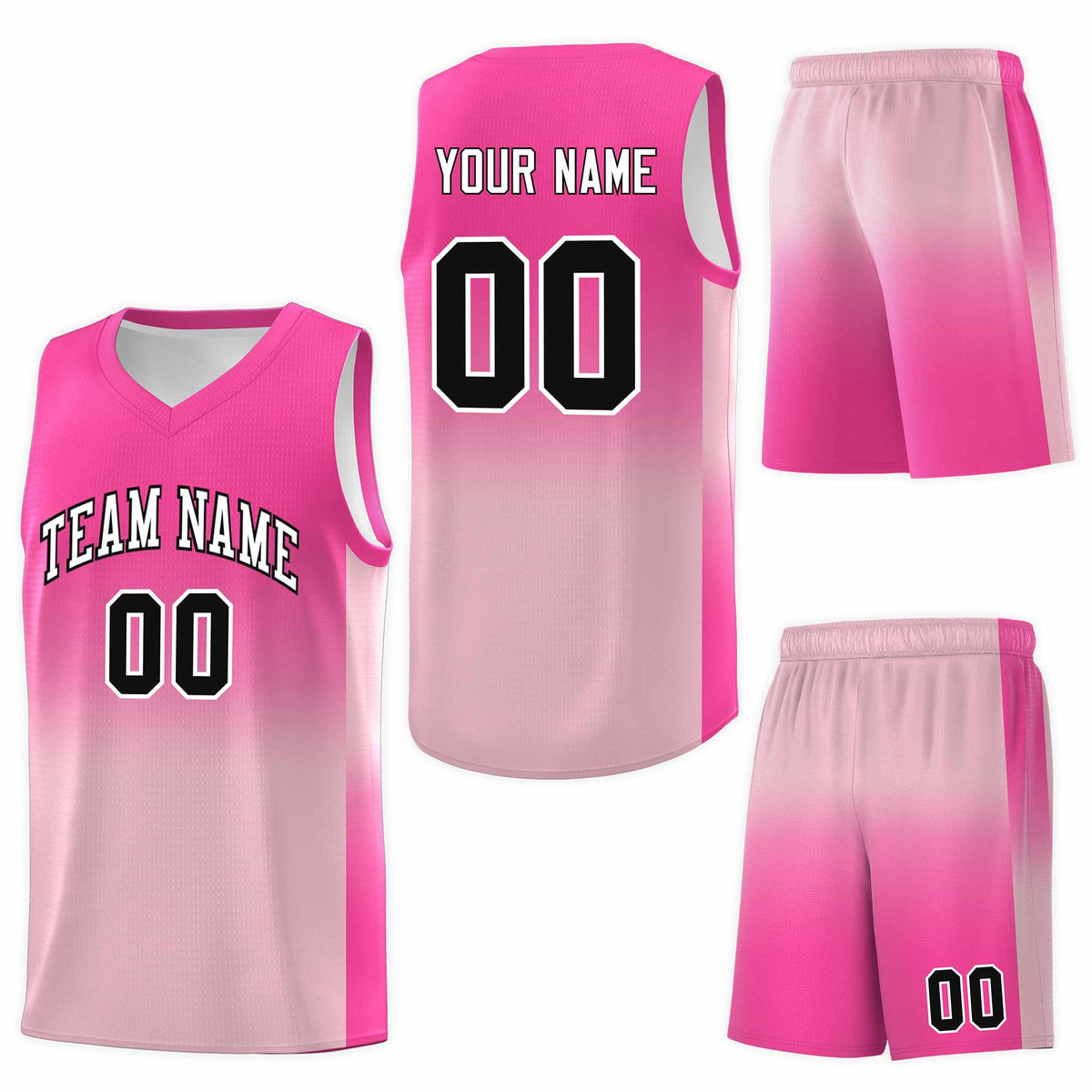 Custom Pink Light Pink Gradient Fashion Sets Sports Uniform Basketball Jersey