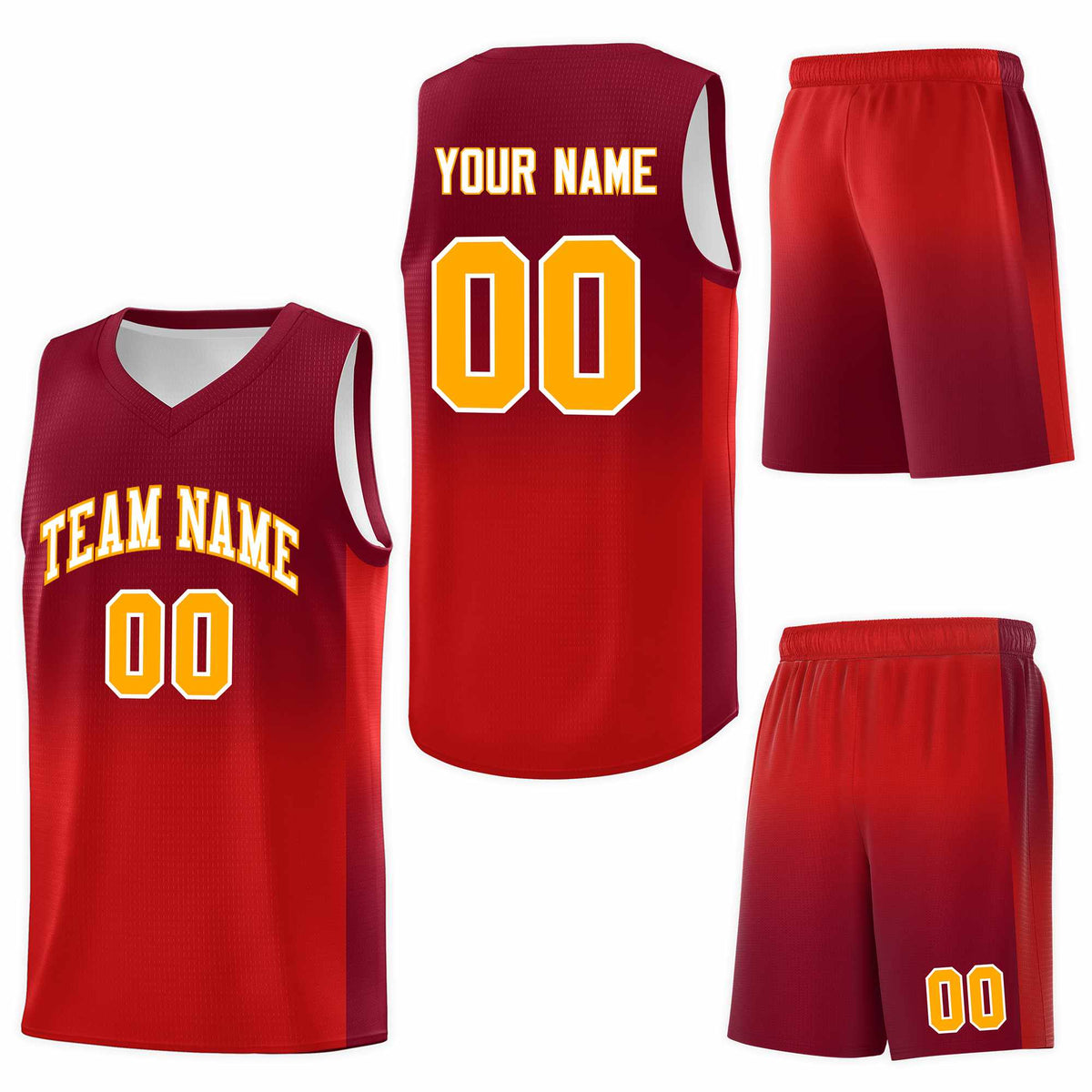 Custom Crimson Red Gradient Fashion Sets Sports Uniform Basketball Jersey