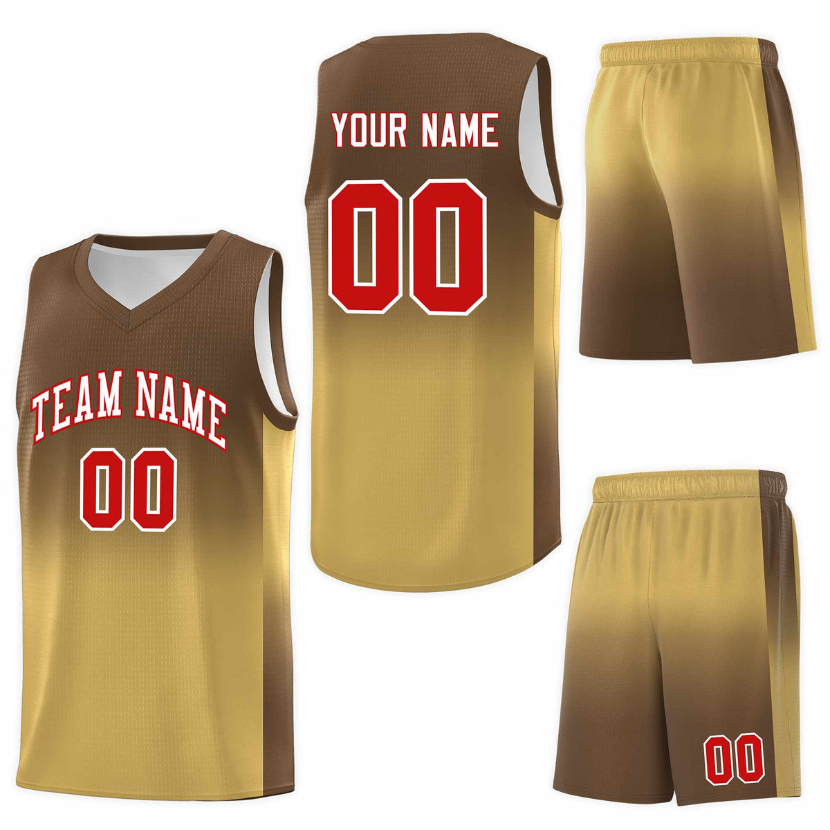 Custom Light Brown Old Gold Gradient Fashion Sets Sports Uniform Basketball Jersey