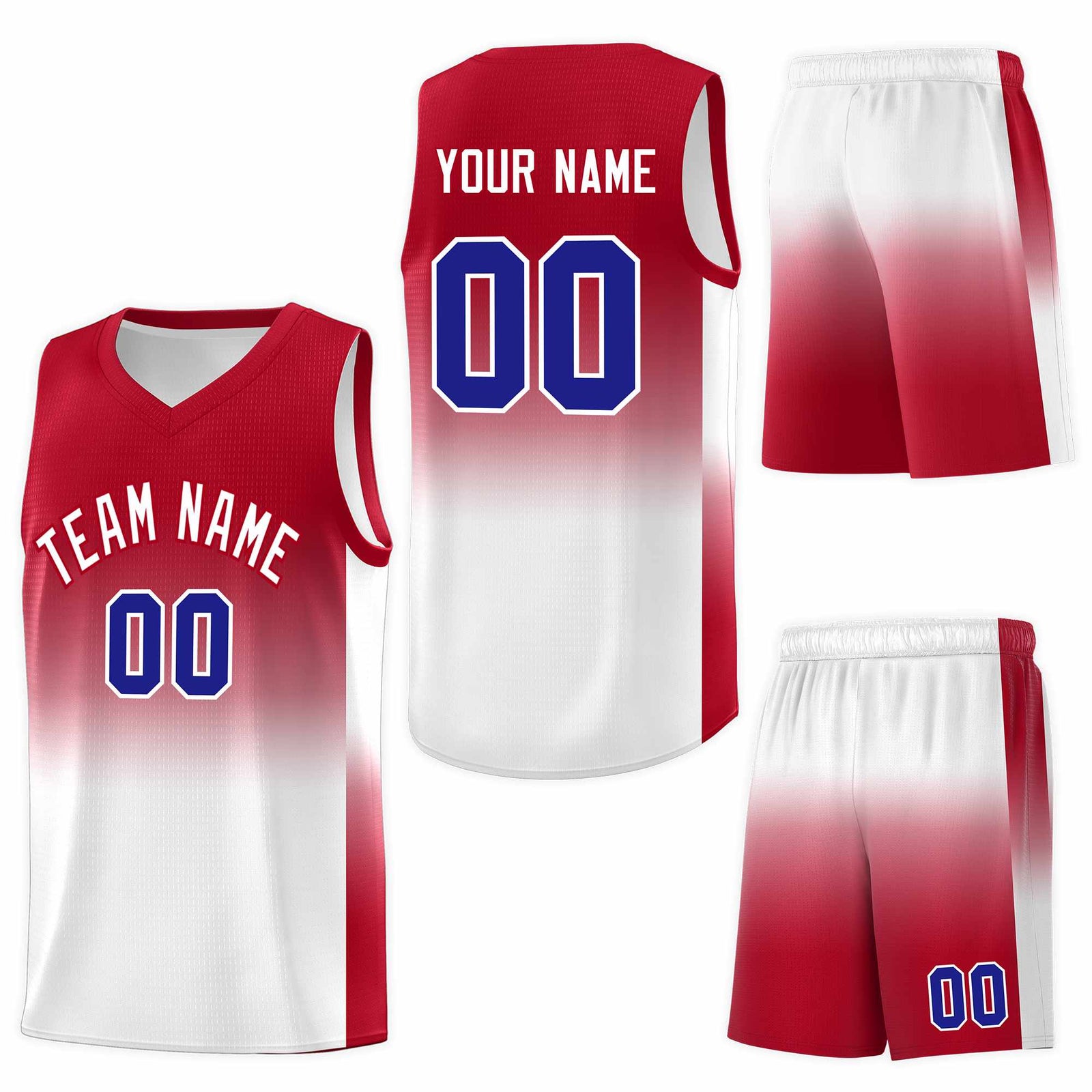 Custom Red White Gradient Fashion Sets Sports Uniform Basketball Jersey