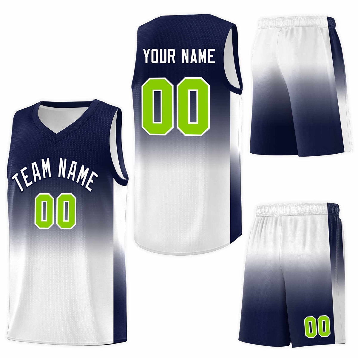 Custom Navy White Gradient Fashion Sets Sports Uniform Basketball Jersey