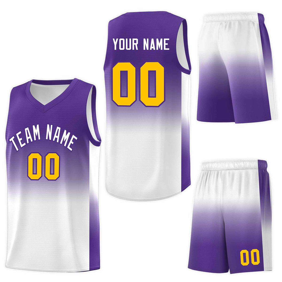 Custom Purple White Gradient Fashion Sets Sports Uniform Basketball Jersey