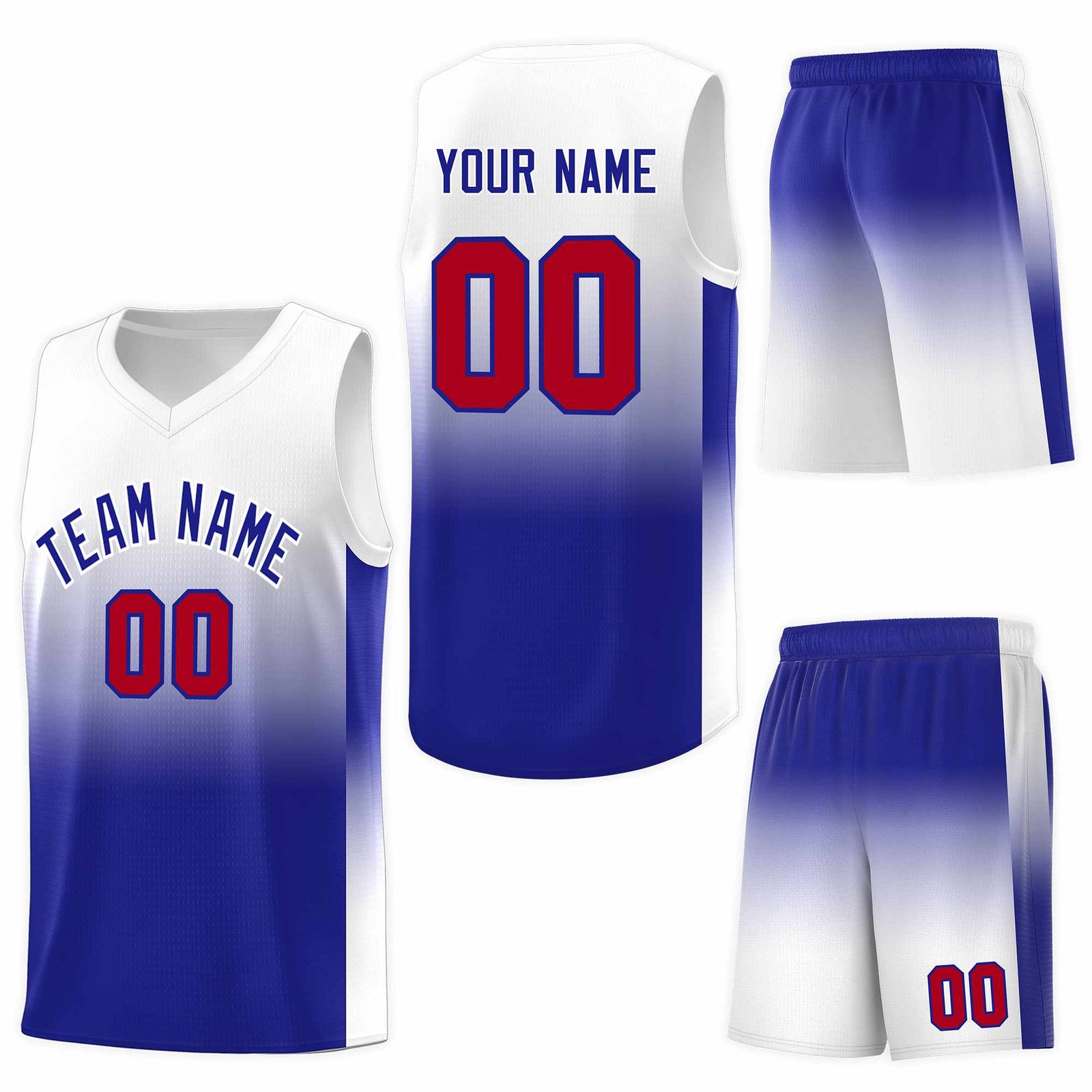 Custom White Royal Gradient Fashion Sets Sports Uniform Basketball Jersey
