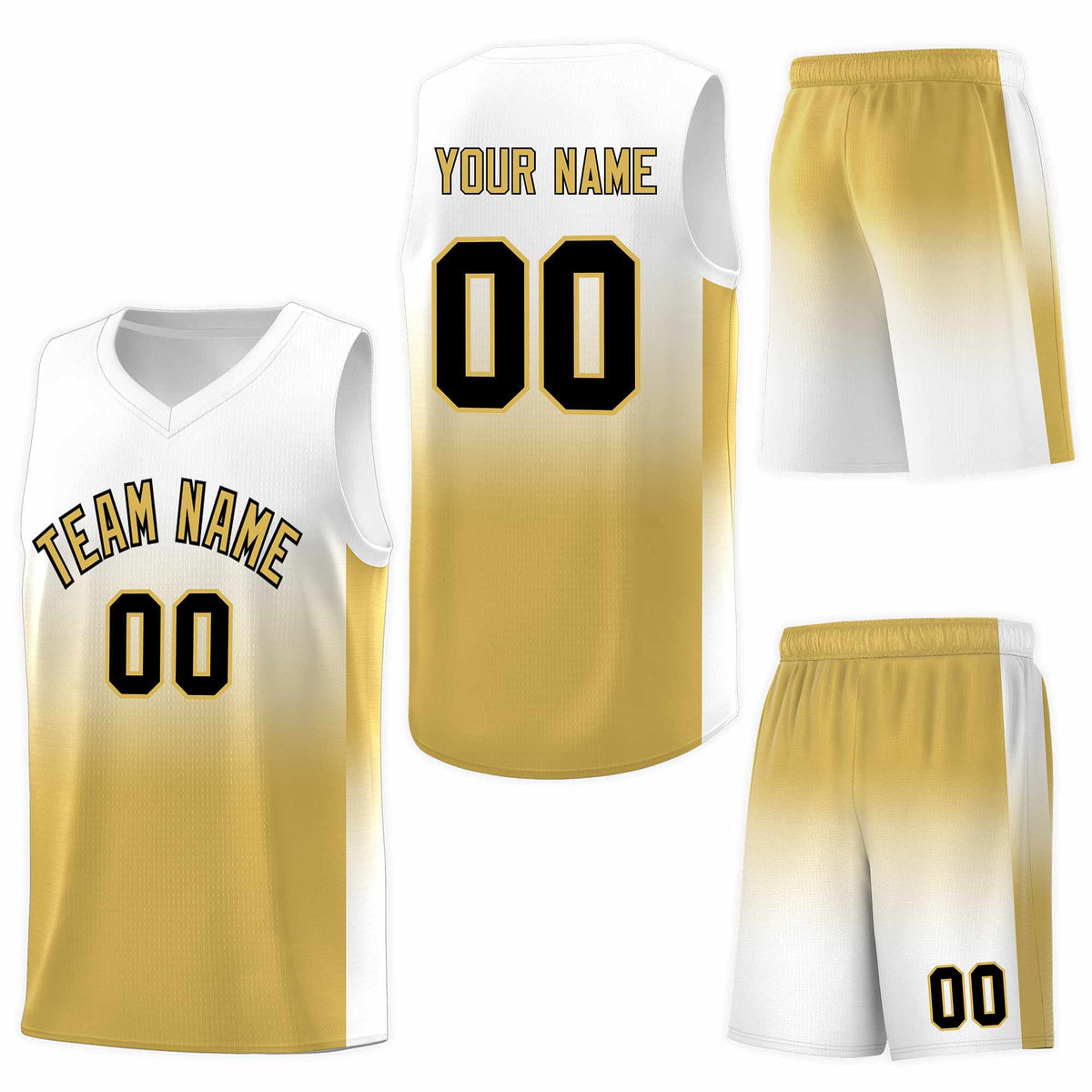 Custom White Old Gold Gradient Fashion Sets Sports Uniform Basketball Jersey