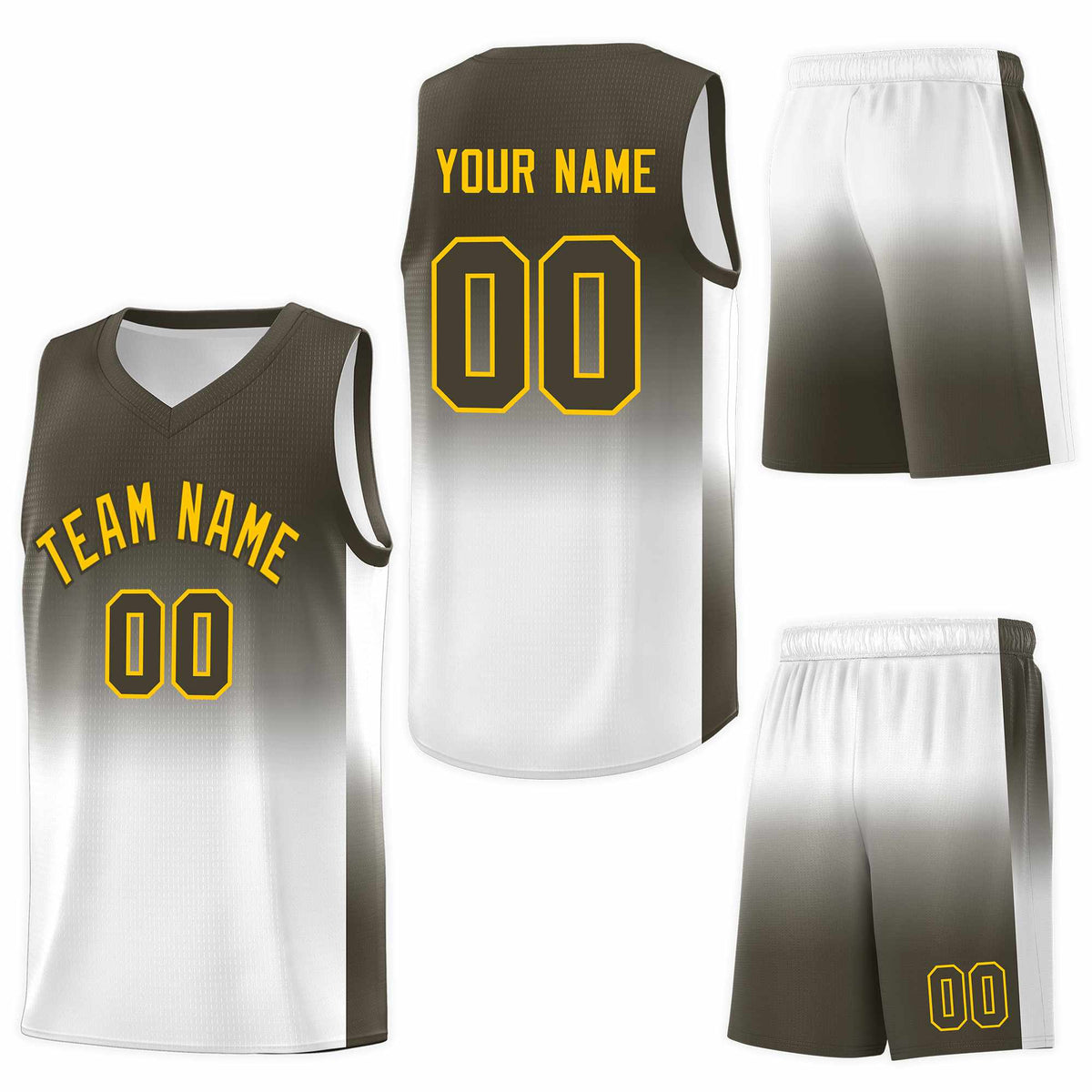 Custom Olive White Gradient Fashion Sets Sports Uniform Basketball Jersey