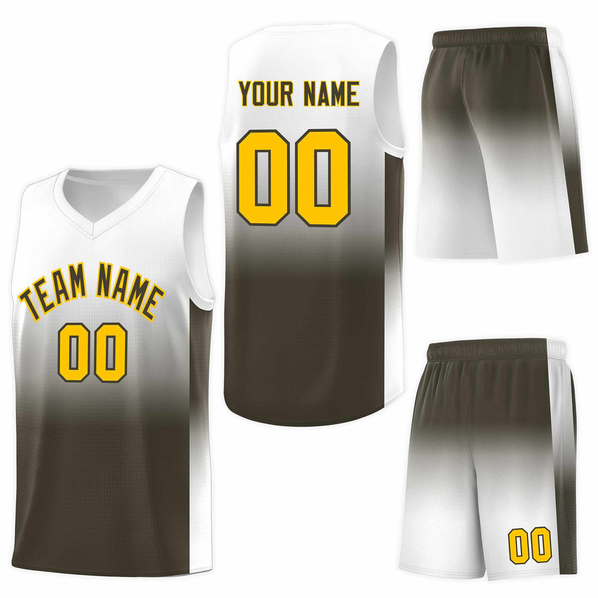 Custom White Olive Gradient Fashion Sets Sports Uniform Basketball Jersey