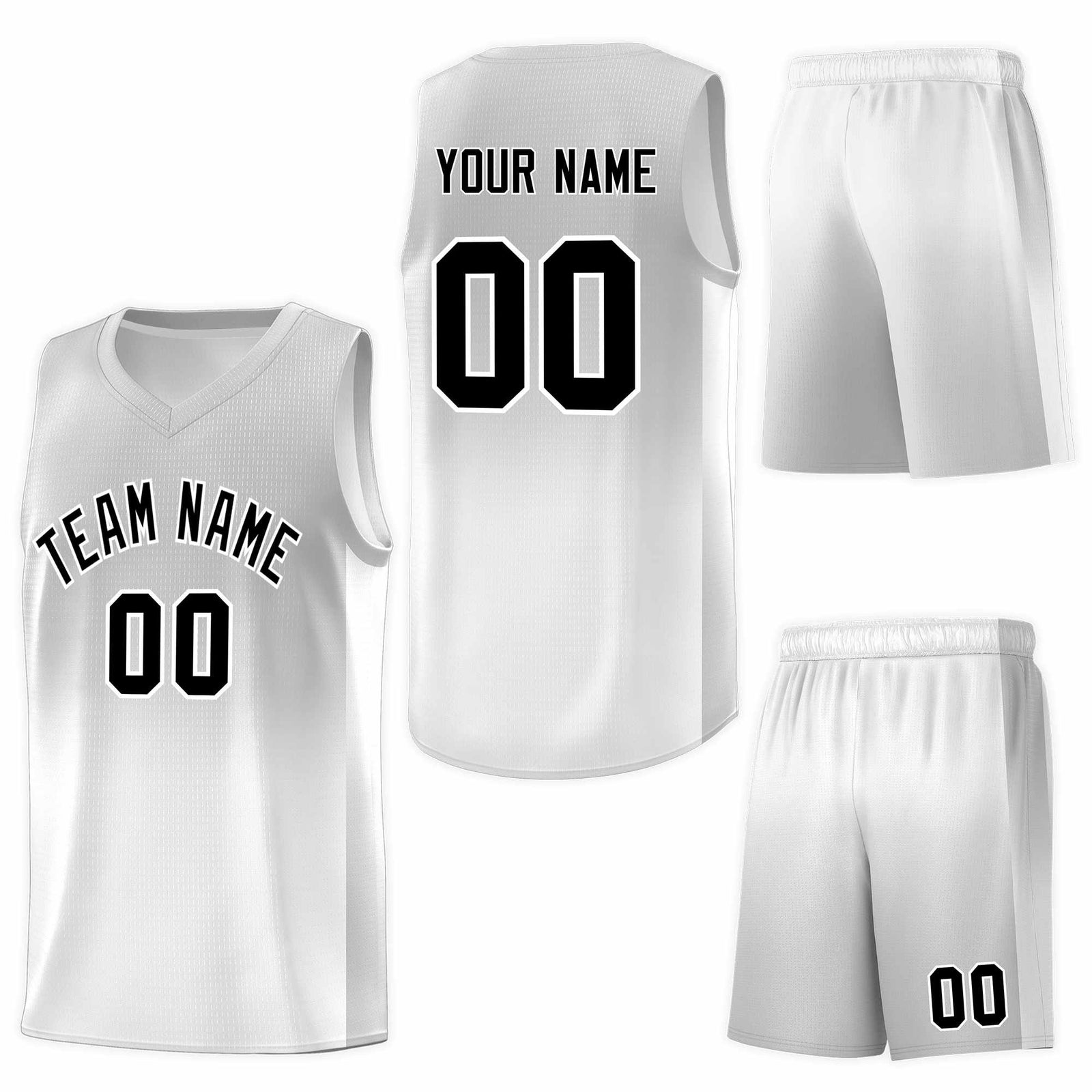 Custom Gray White Gradient Fashion Sets Sports Uniform Basketball Jersey