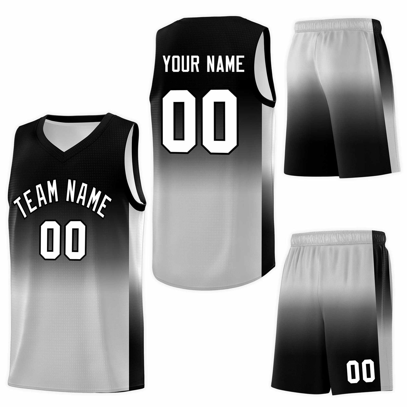 Custom Black Gray Gradient Fashion Sets Sports Uniform Basketball Jersey