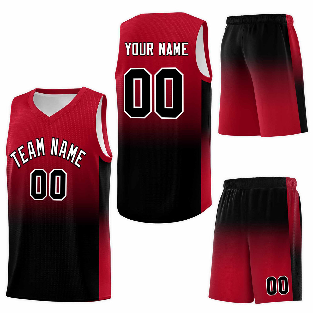 Custom Red Black Gradient Fashion Sets Sports Uniform Basketball Jersey