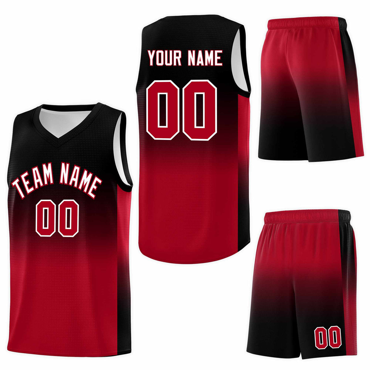 Custom Black Red Gradient Fashion Sets Sports Uniform Basketball Jersey