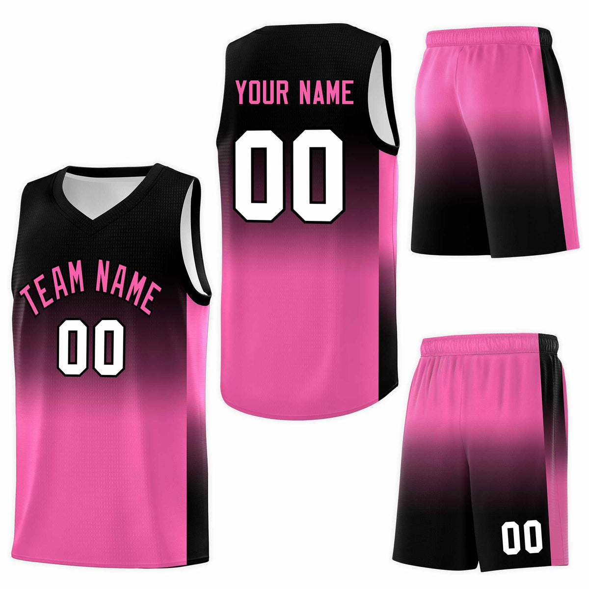 Custom Black Pink Gradient Fashion Sets Sports Uniform Basketball Jersey
