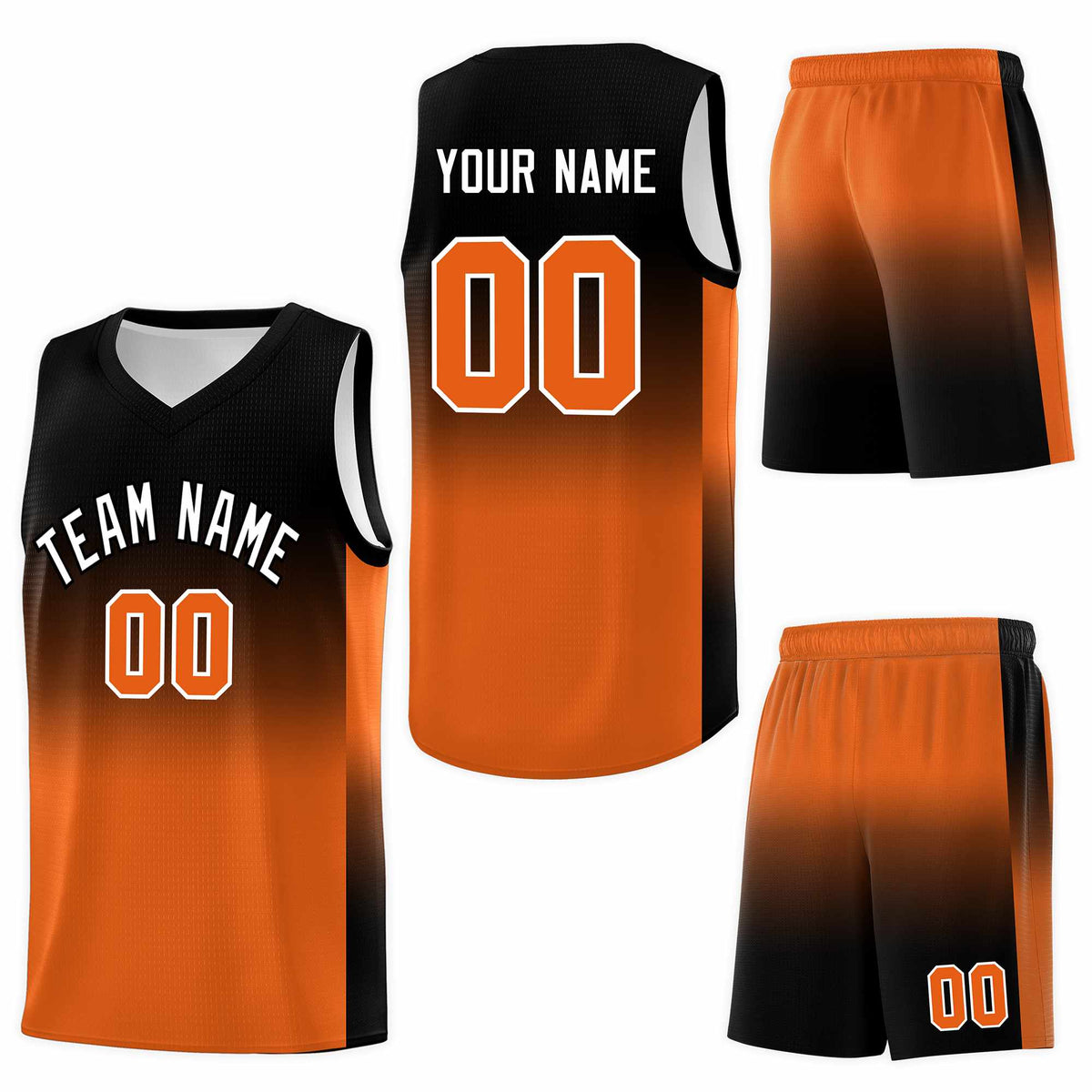 Custom Black Orange Gradient Fashion Sets Sports Uniform Basketball Jersey