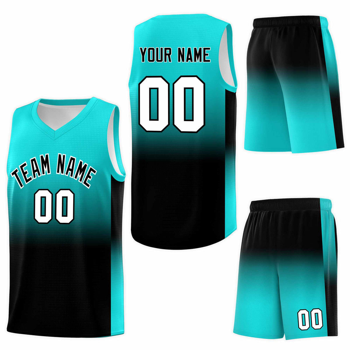 Custom Bright Green Black Gradient Fashion Sets Sports Uniform Basketball Jersey