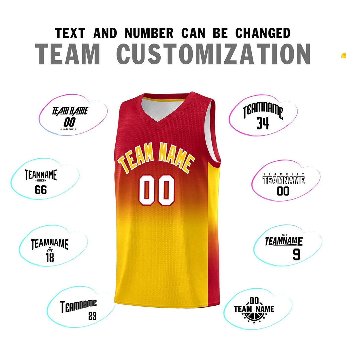 Custom Red Gold Gradient Fashion Sets Sports Uniform Basketball Jersey