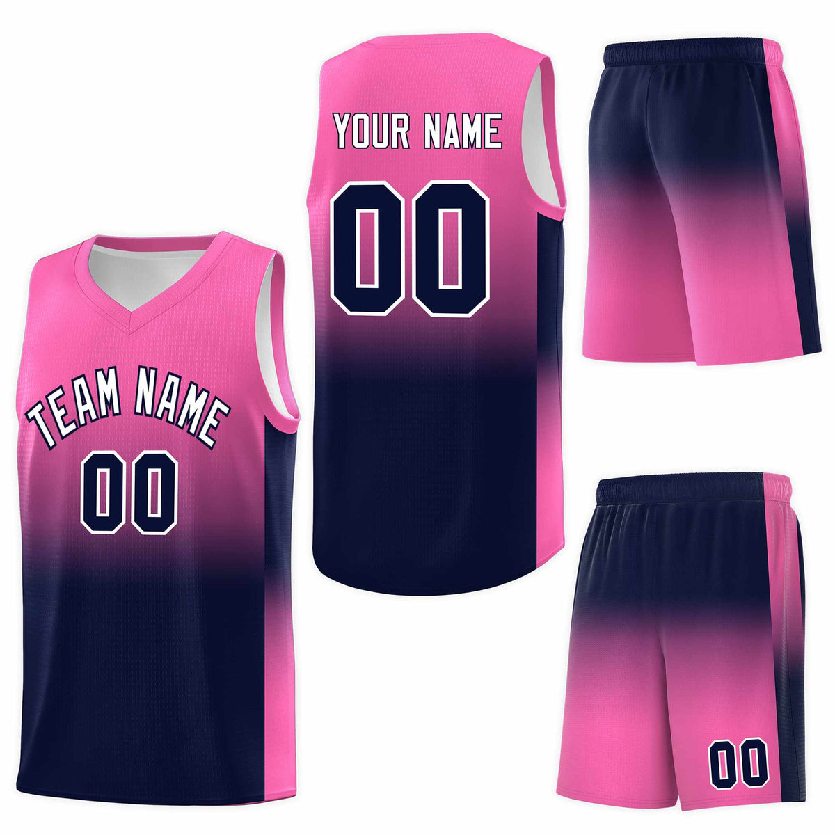 Custom Pink Navy Gradient Fashion Sets Sports Uniform Basketball Jersey