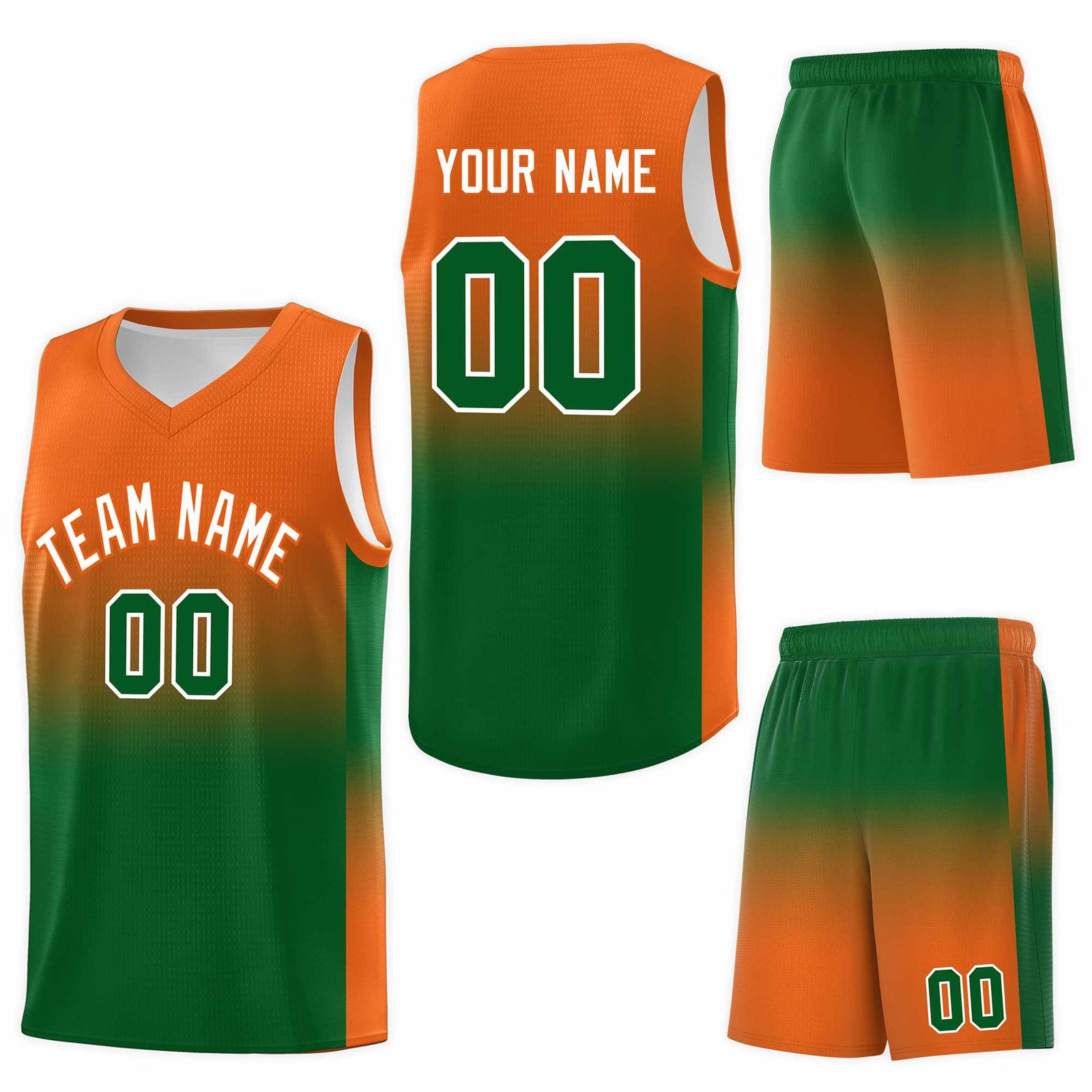 Custom Orange Kelly Green Gradient Fashion Sets Sports Uniform Basketball Jersey
