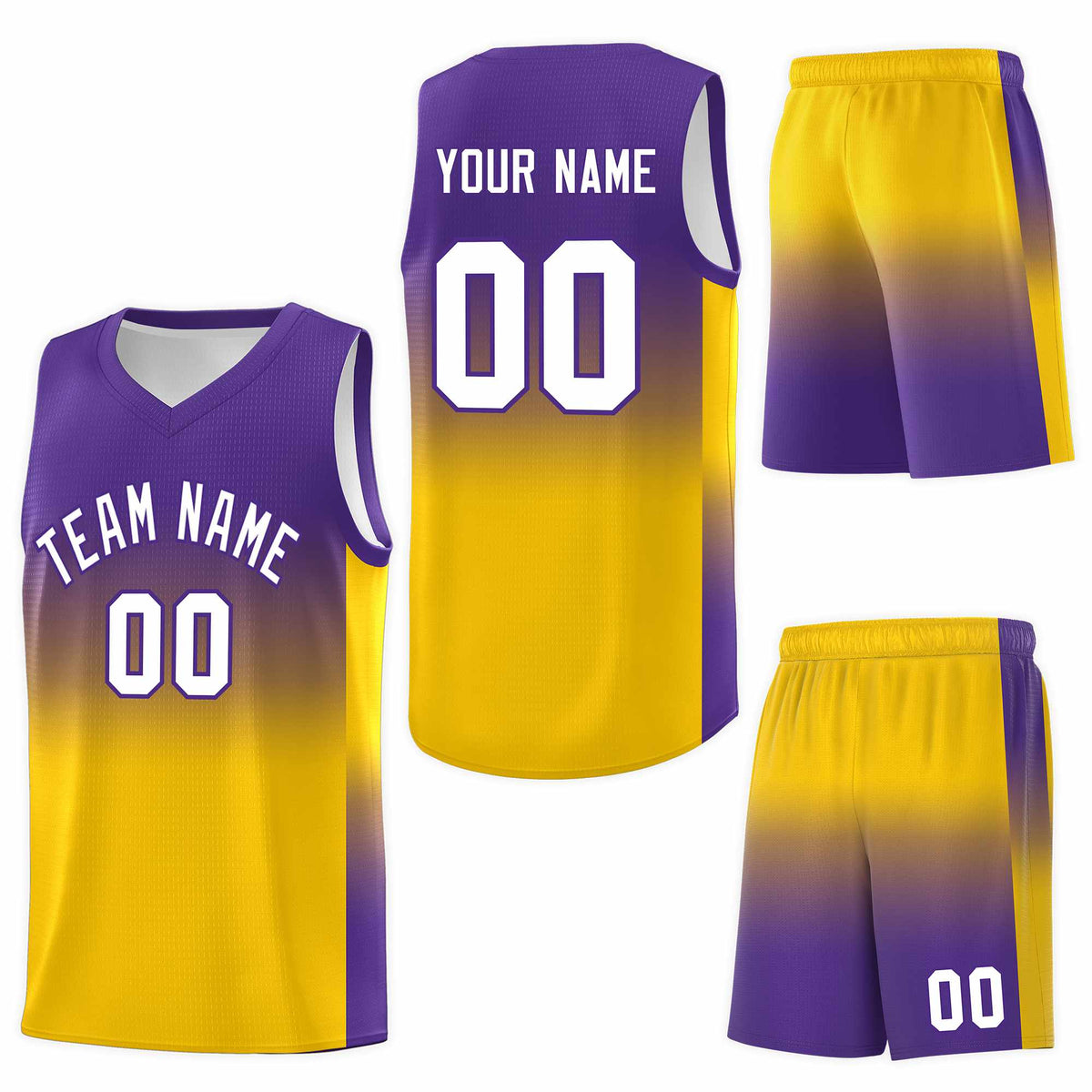 Custom Purple Gold Gradient Fashion Sets Sports Uniform Basketball Jersey
