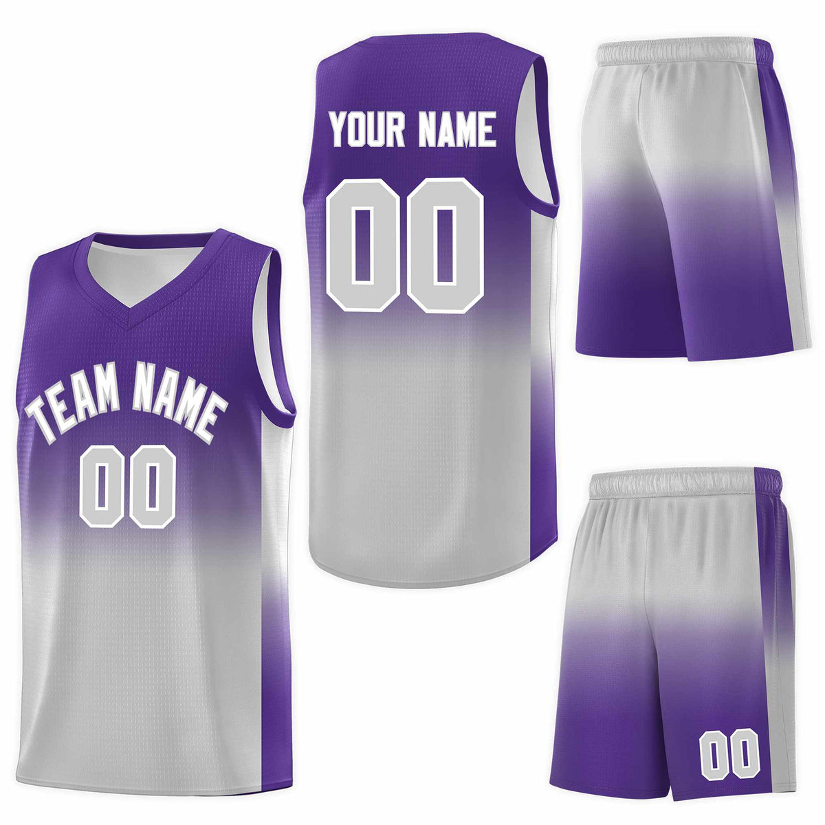Custom Purple Gray Gradient Fashion Sets Sports Uniform Basketball Jersey
