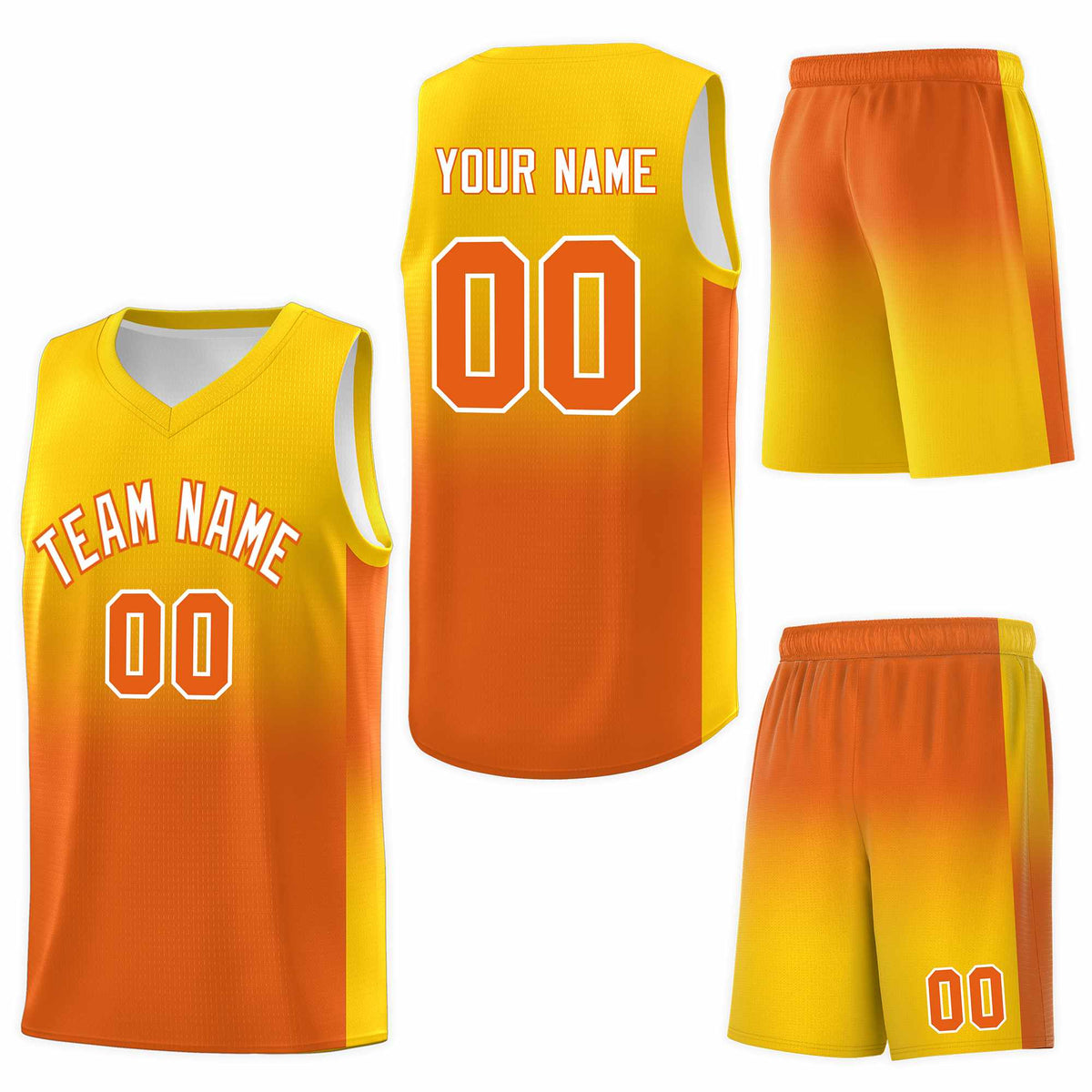 Custom Gold Orange Gradient Fashion Sets Sports Uniform Basketball Jersey