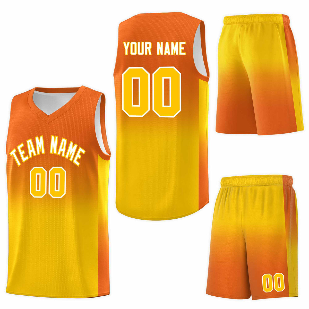 Custom Orange Gold Gradient Fashion Sets Sports Uniform Basketball Jersey