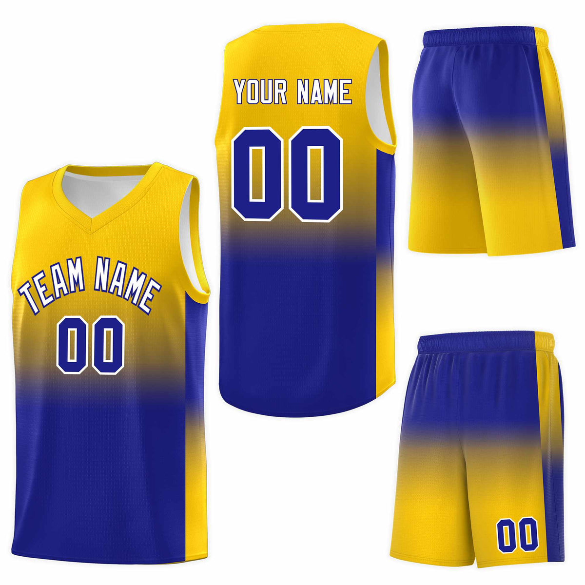 Custom Gold Royal Gradient Fashion Sets Sports Uniform Basketball Jersey